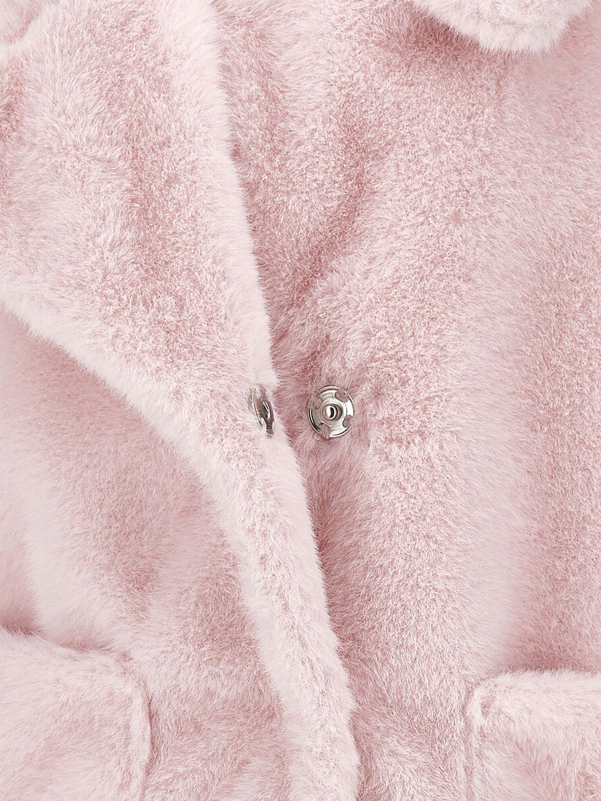 Monnalisa Ροζ Βελούδινο παλτό Teddy για κορίτσια