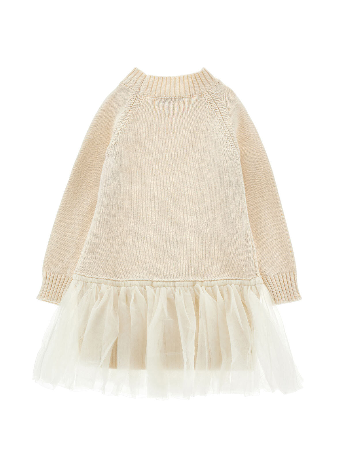 Monnalisa Girl's Wool & Tulle Dress–Cream-17H900