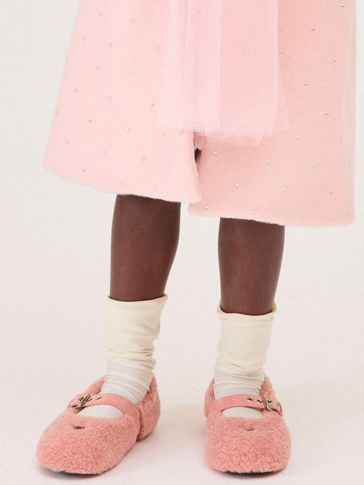 Monnalisa-Teddy buckle pink ballerinas-8CH010