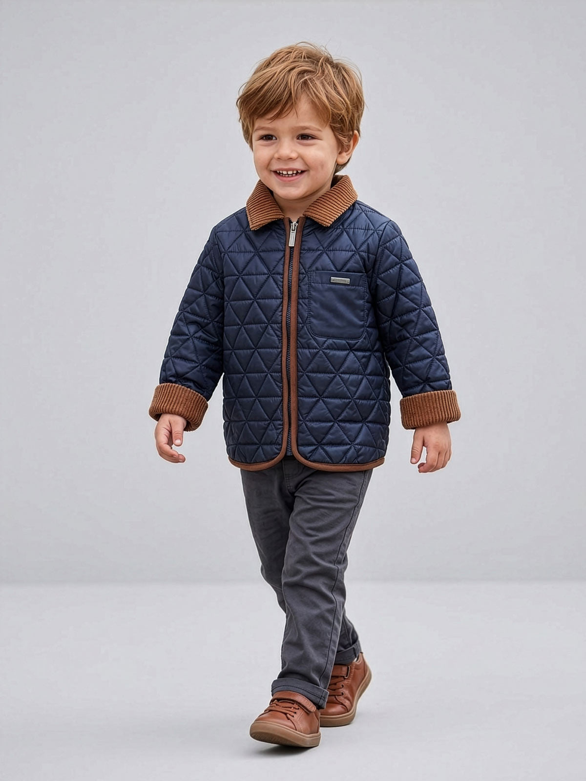 Monnalisa Boys Blue Quilted Jacket-28H100