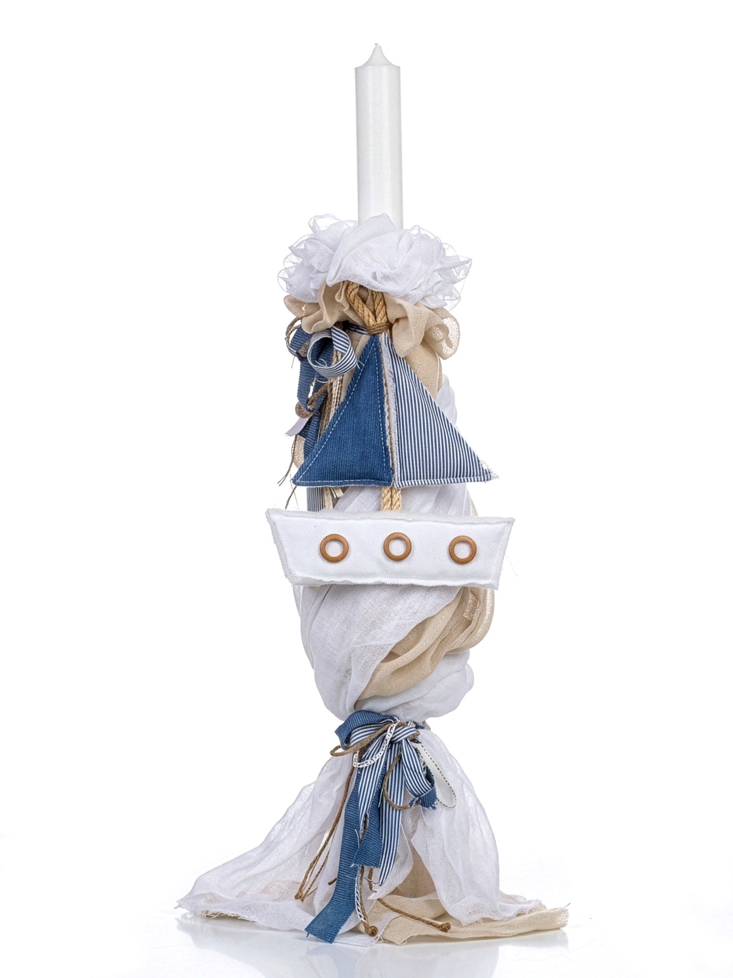 Baptism boy's candle-NAVY