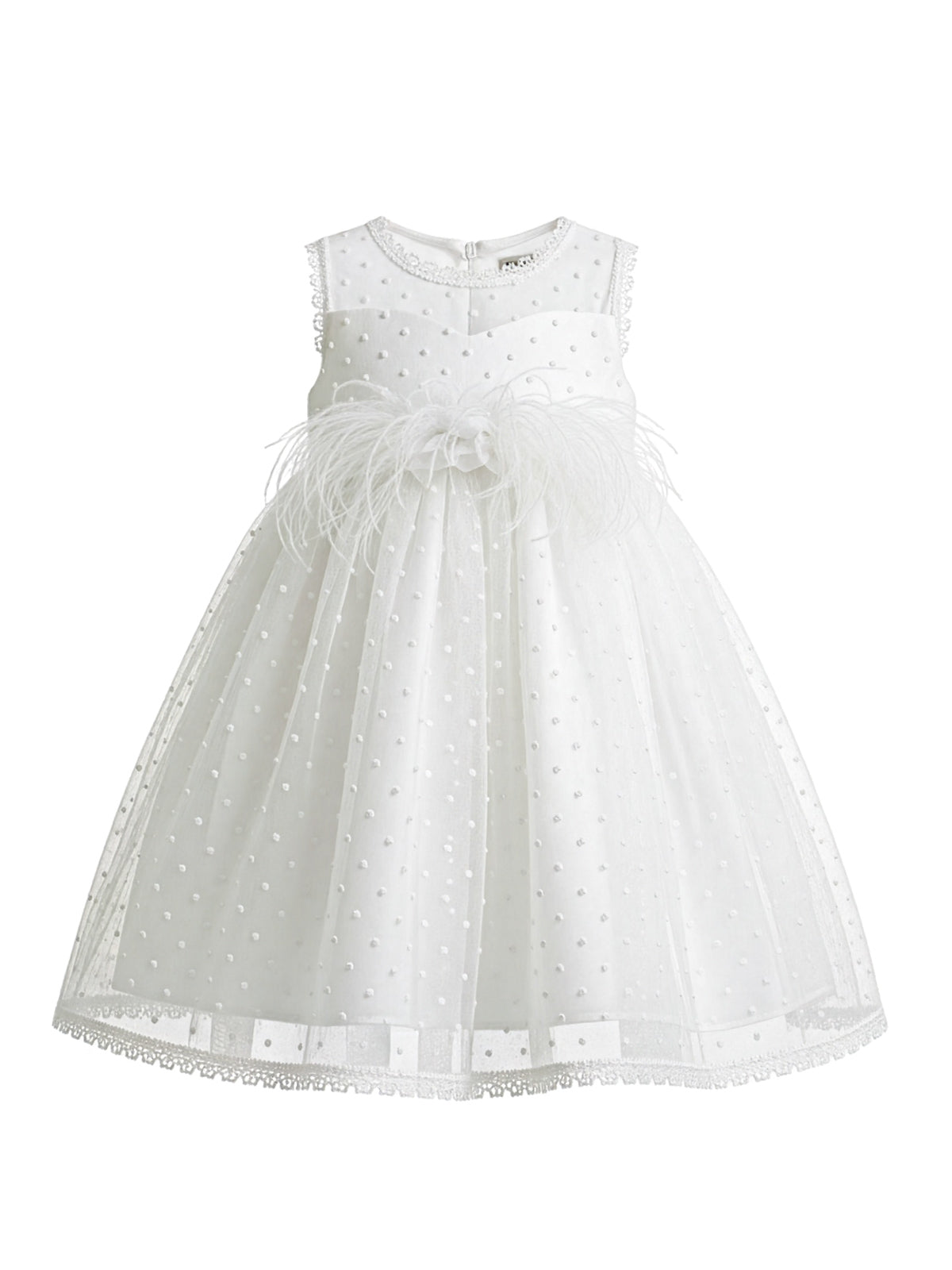 Girl's Polka dot dress with feathers - NAZAR