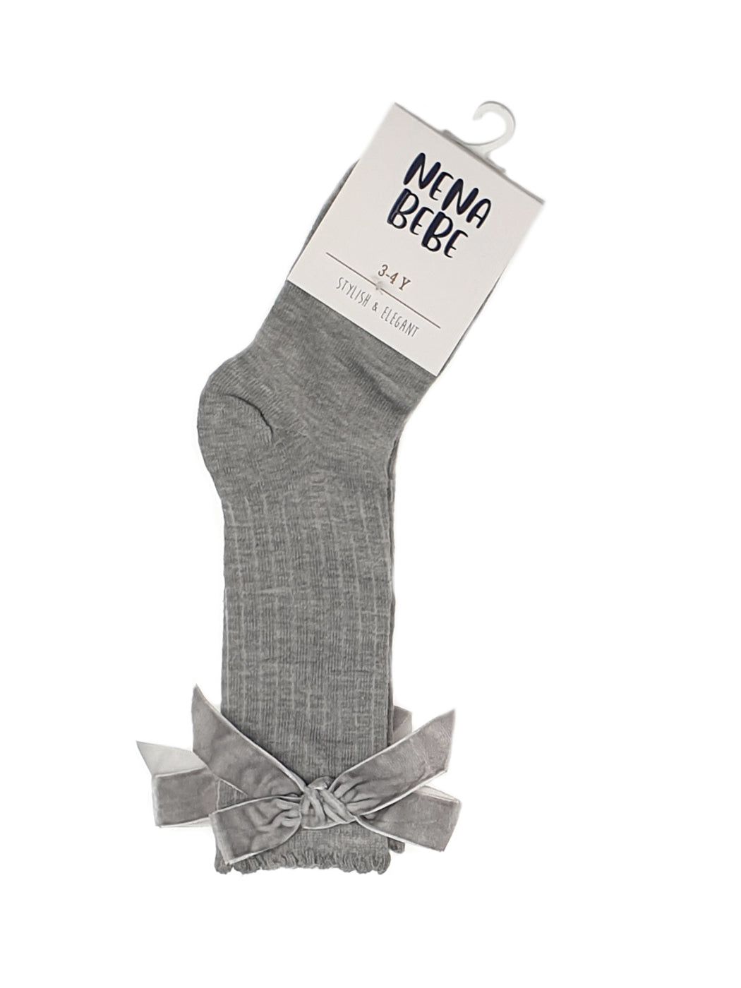 NENA BEBE Ribbed knee socks-6004 grey