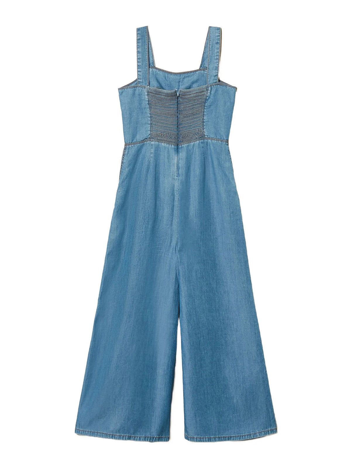 Twinset - Girls' chambray jumpsuit with wide-leg