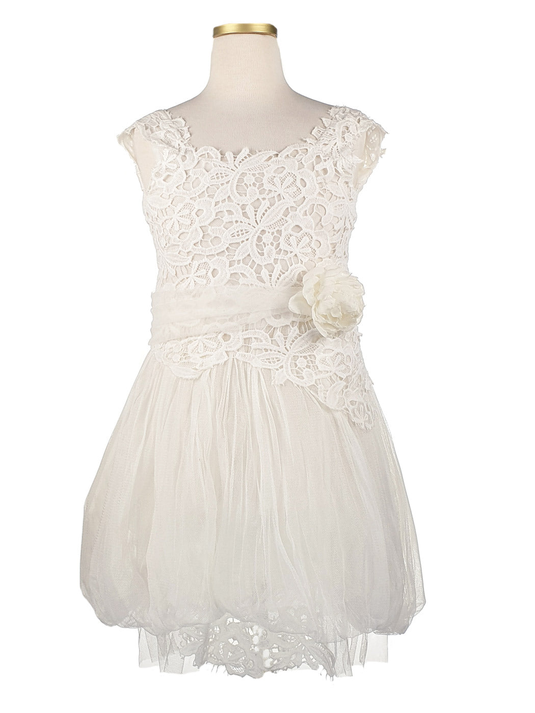 Girl's Lace Baloon dress - SANDRA off white