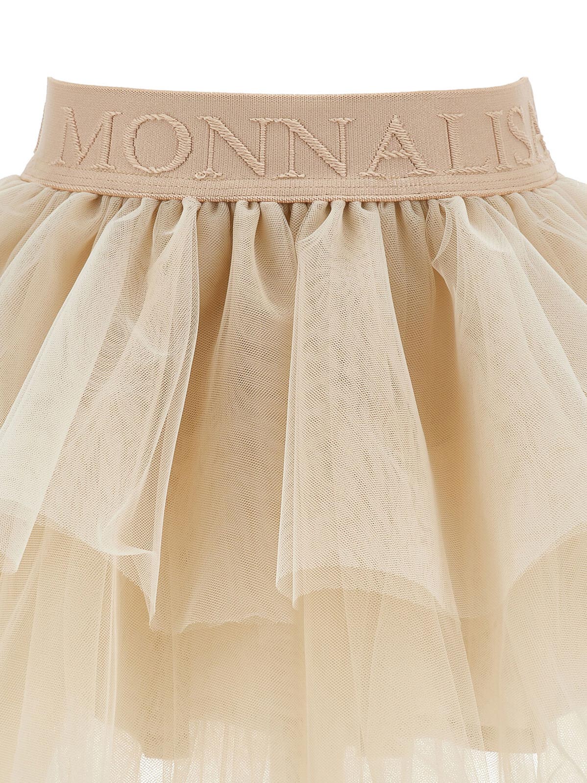 Monnalisa Girl's tulle skirt with flounce-37GGON-Beige