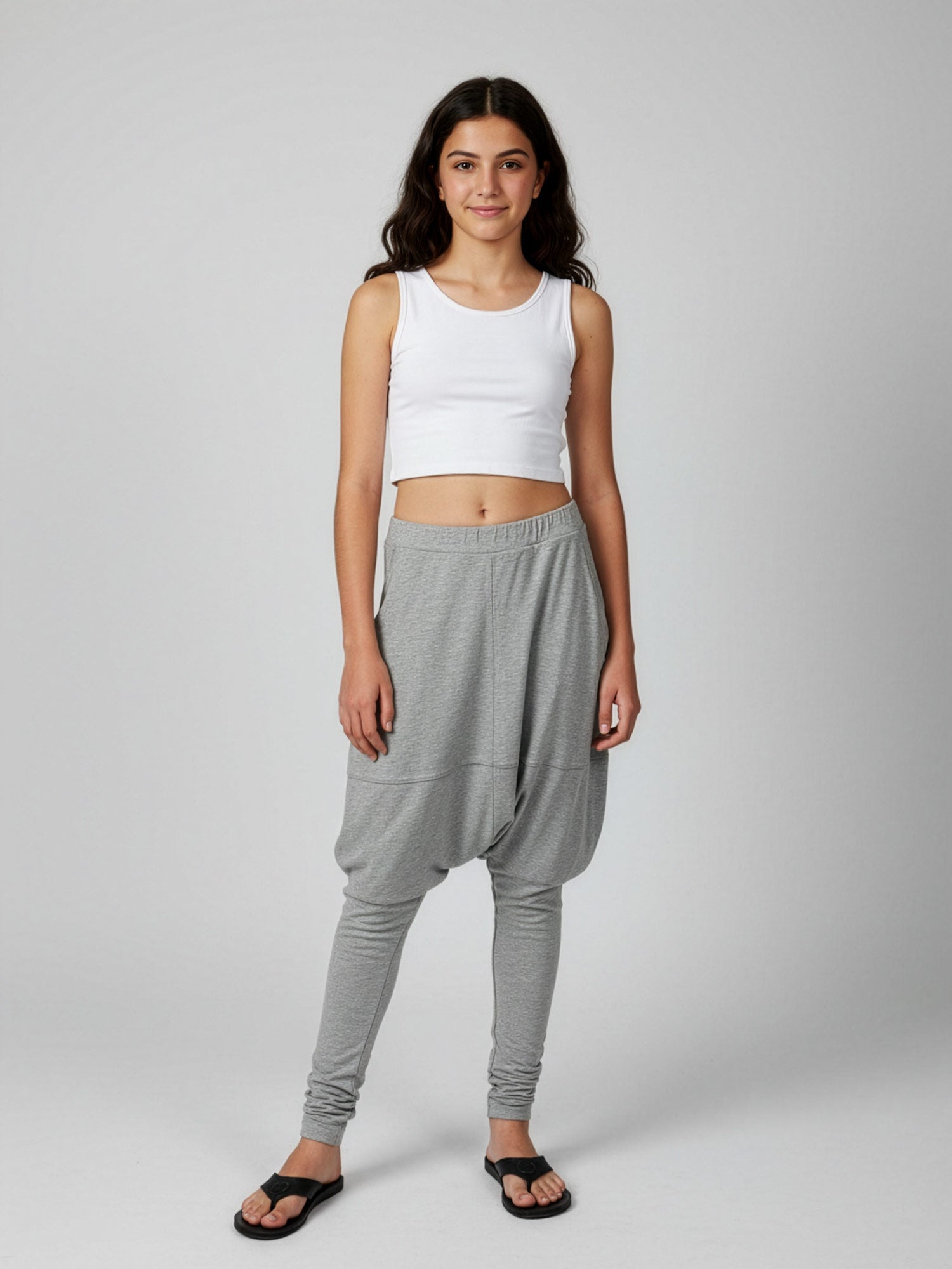 Diesel-Girls' Grey Jersey Salwar Pants with Pockets