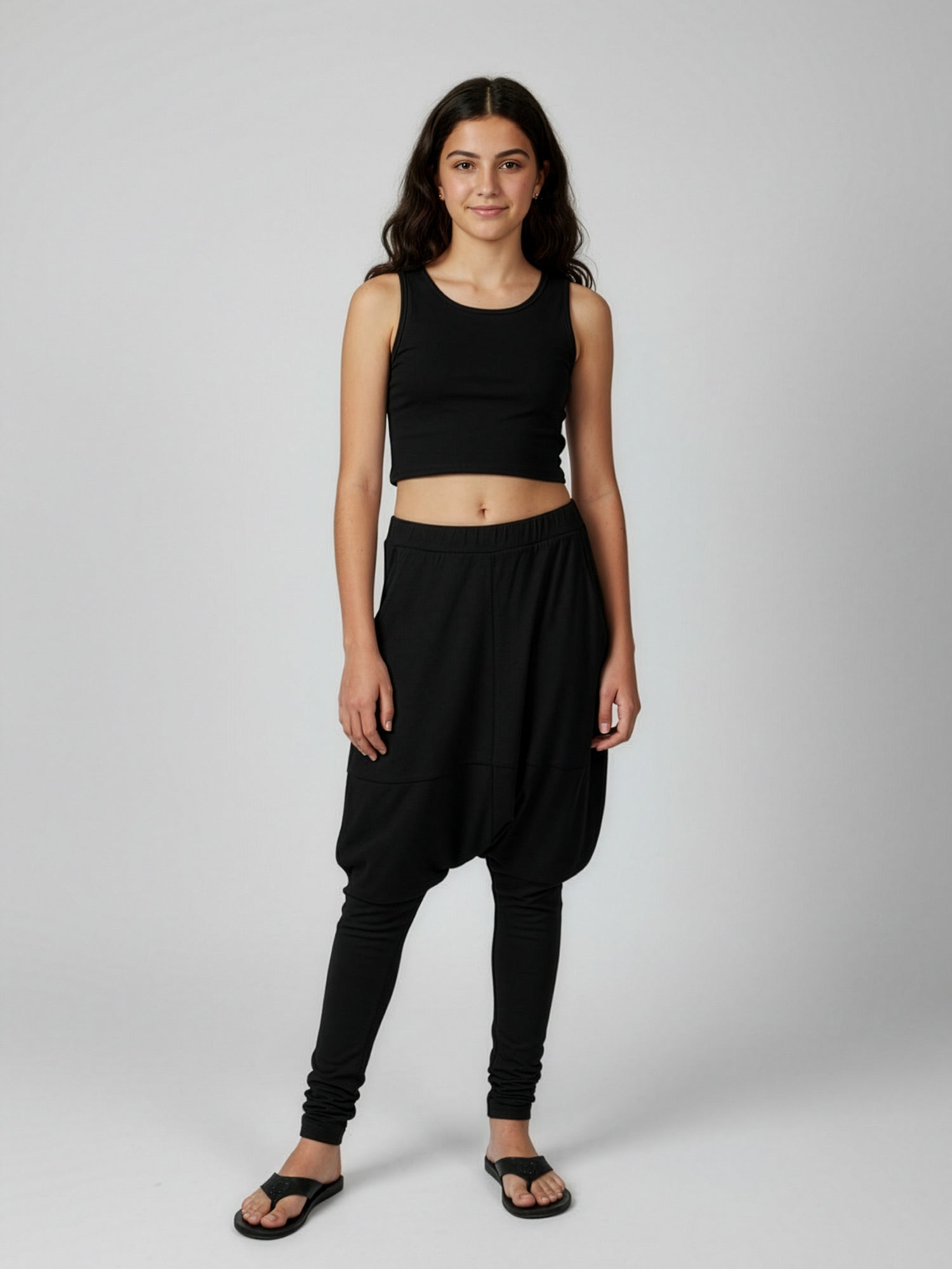 Diesel-Girls' Black Jersey Salwar Pants with Pockets