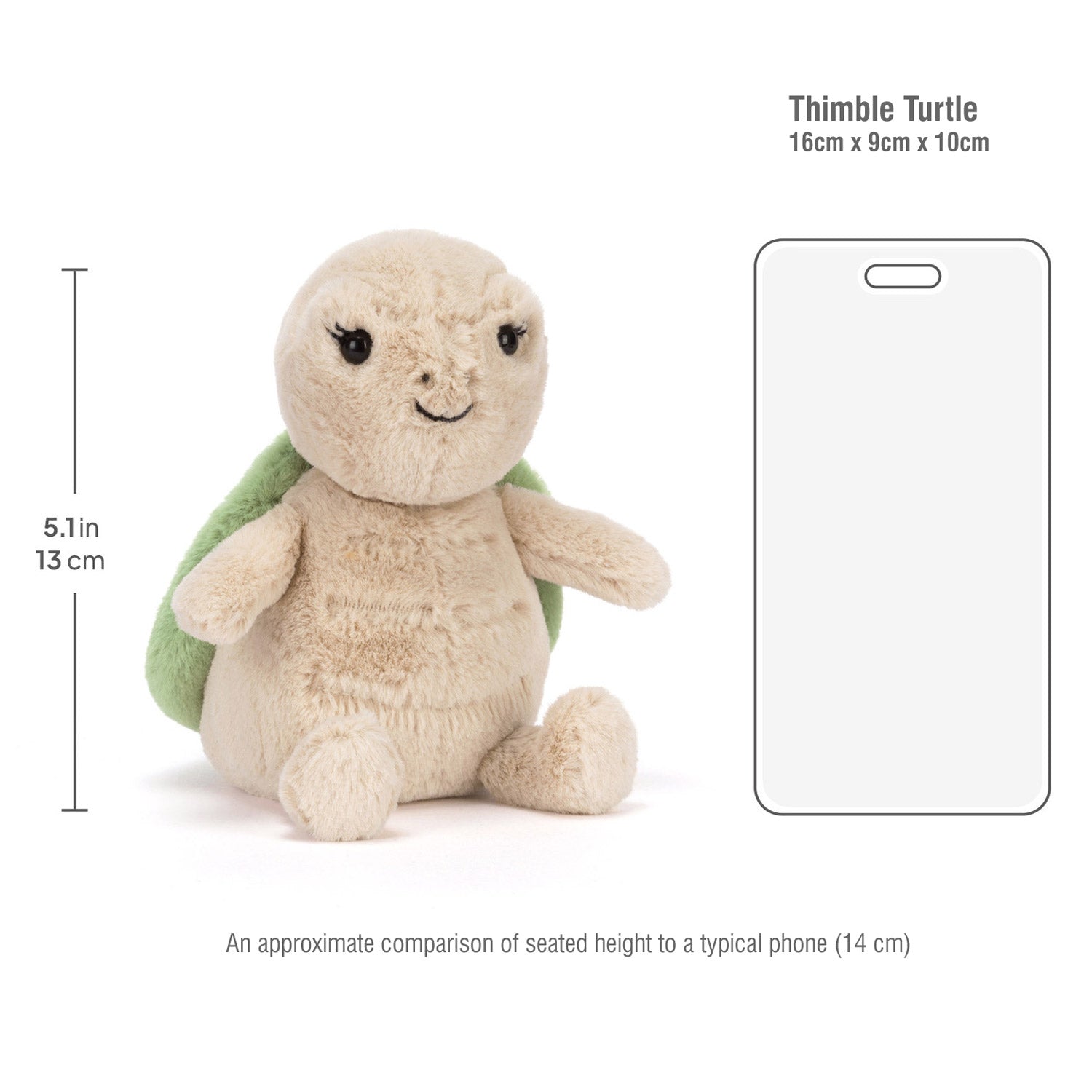 Jellycat soft toy Thimble Turtle-TS4TUR