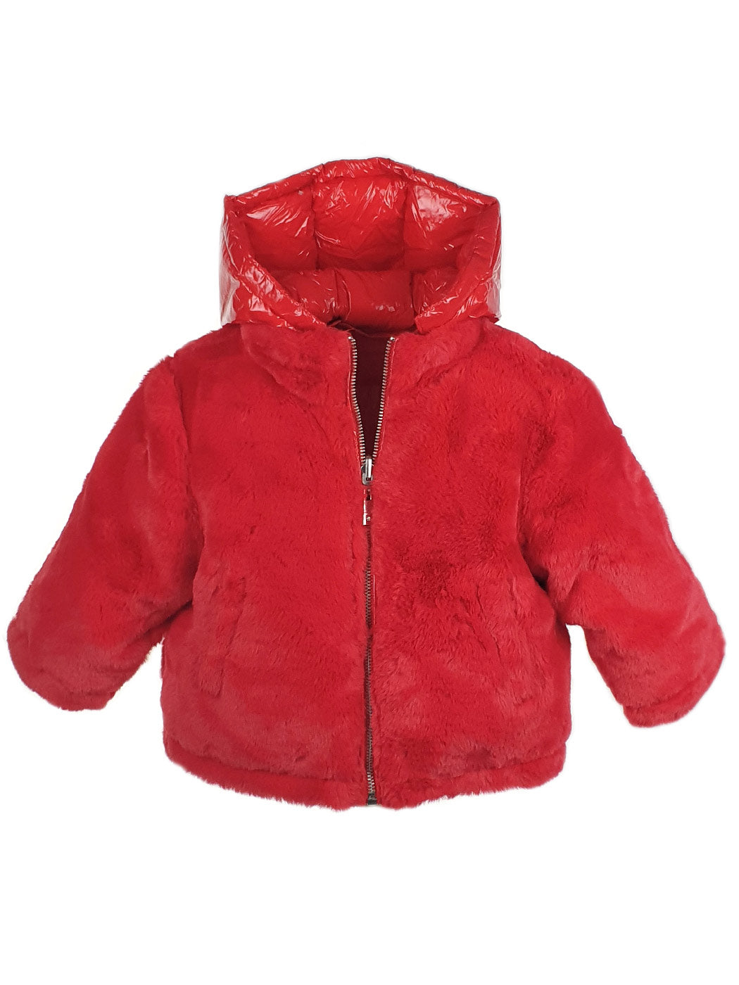 TWINSET Reversible puffer jacket with faux fur - 232GJ2130 Red