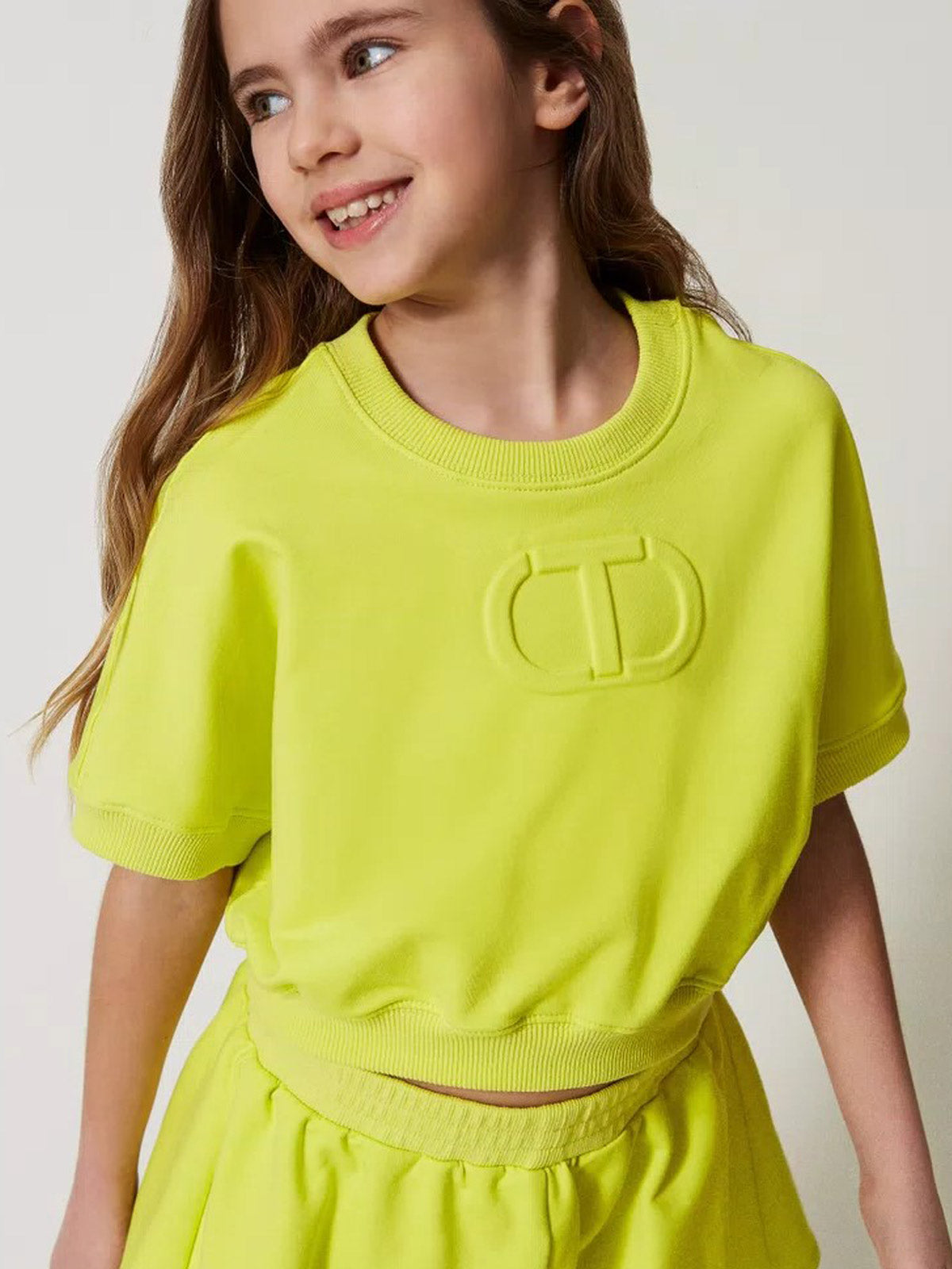 Twinset -Σετ σορτς και μπλούζα για κορίτσι με ανάγλυφο λογότυπο