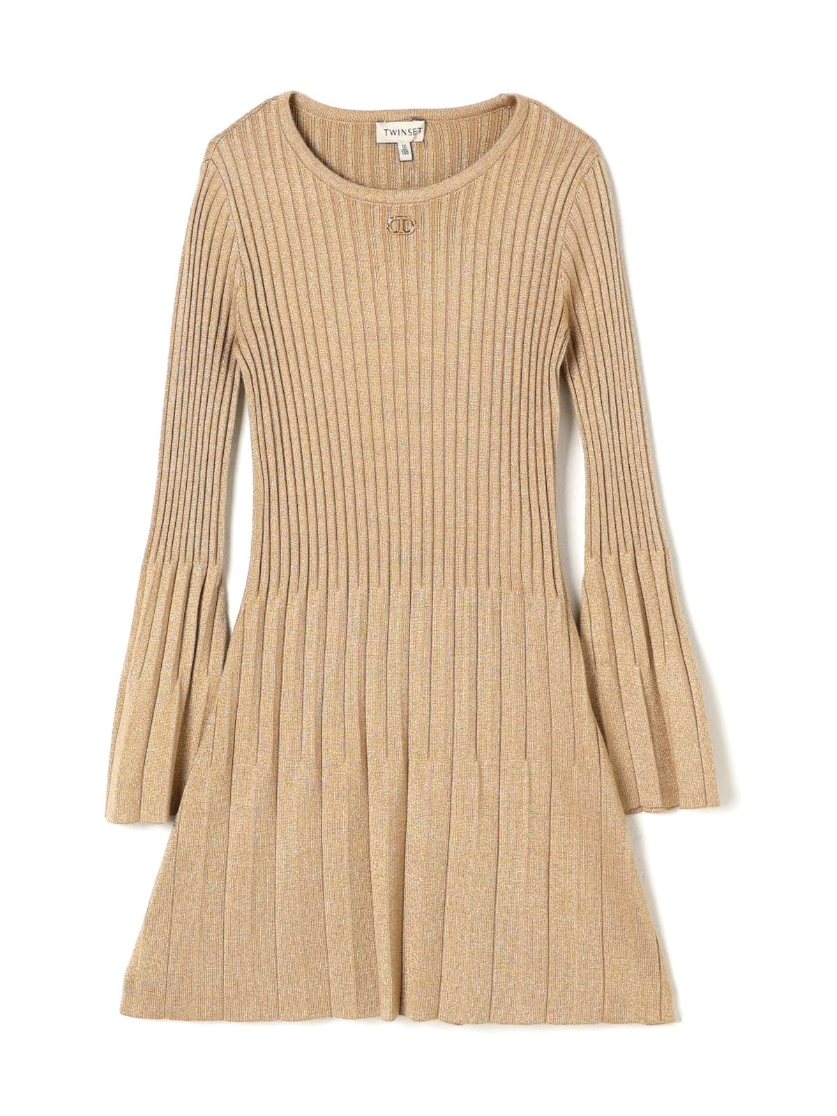 Twinset - Girls' short pleated knit dress with lurex