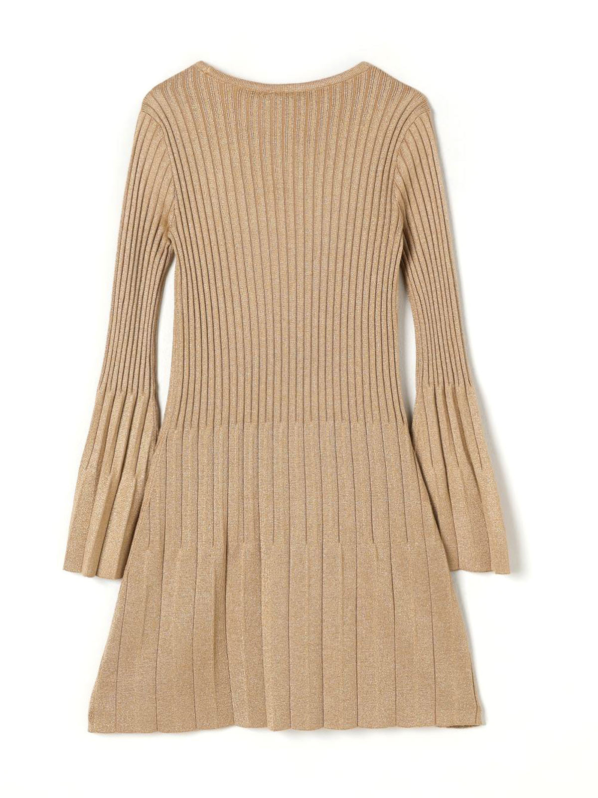 Twinset - Girls' short pleated knit dress with lurex