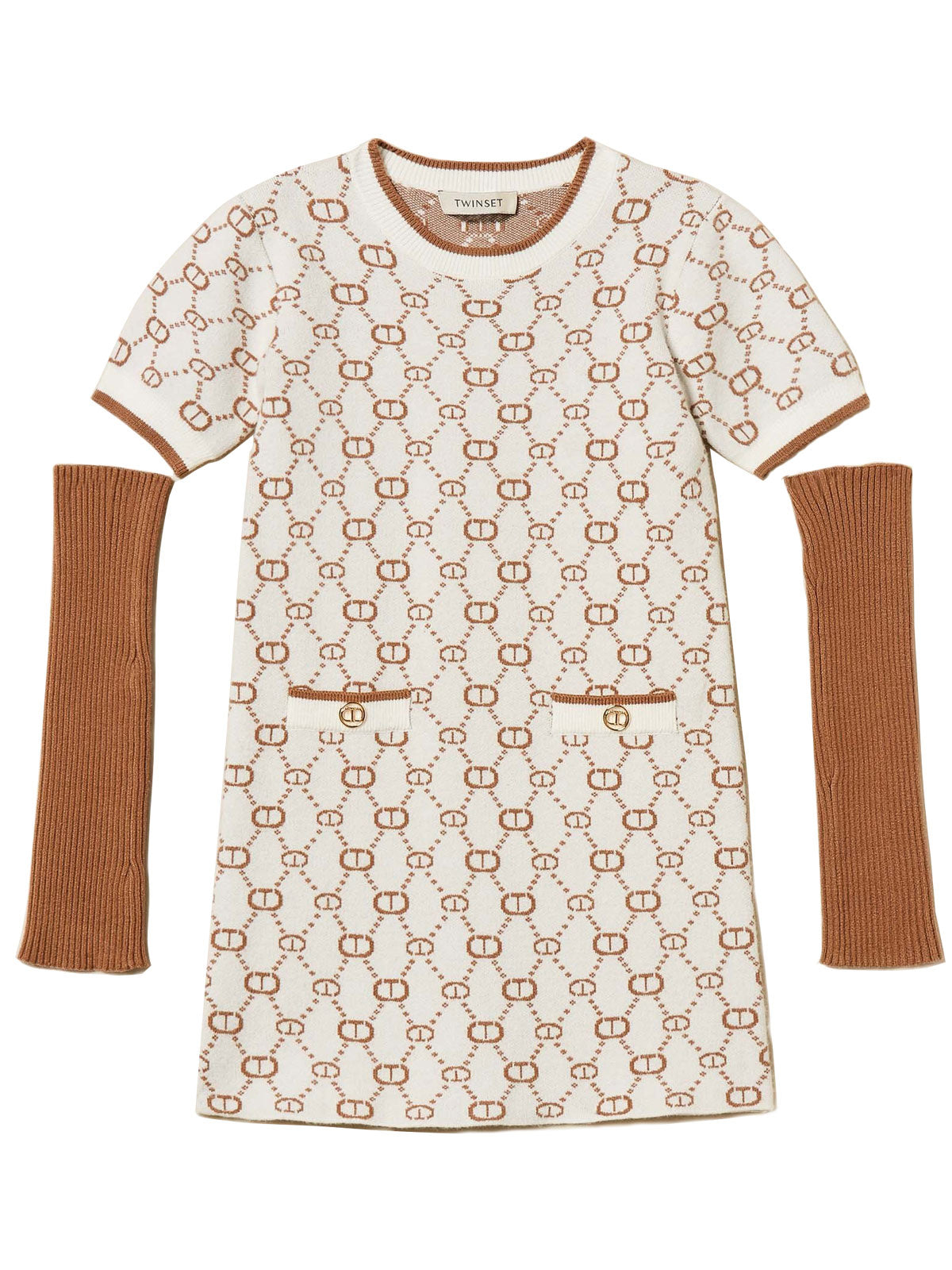 Twinset -Girls’ Short monogram-motif knitted dress