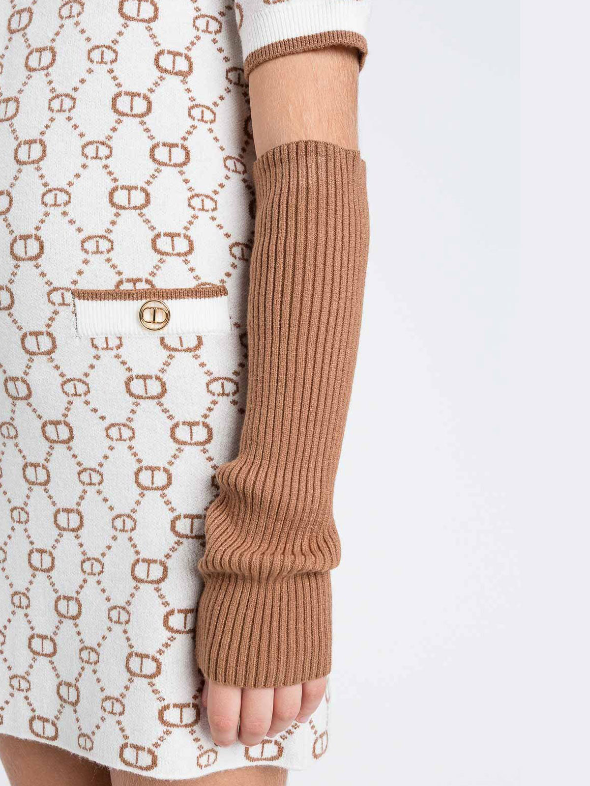 Twinset -Girls’ Short monogram-motif knitted dress