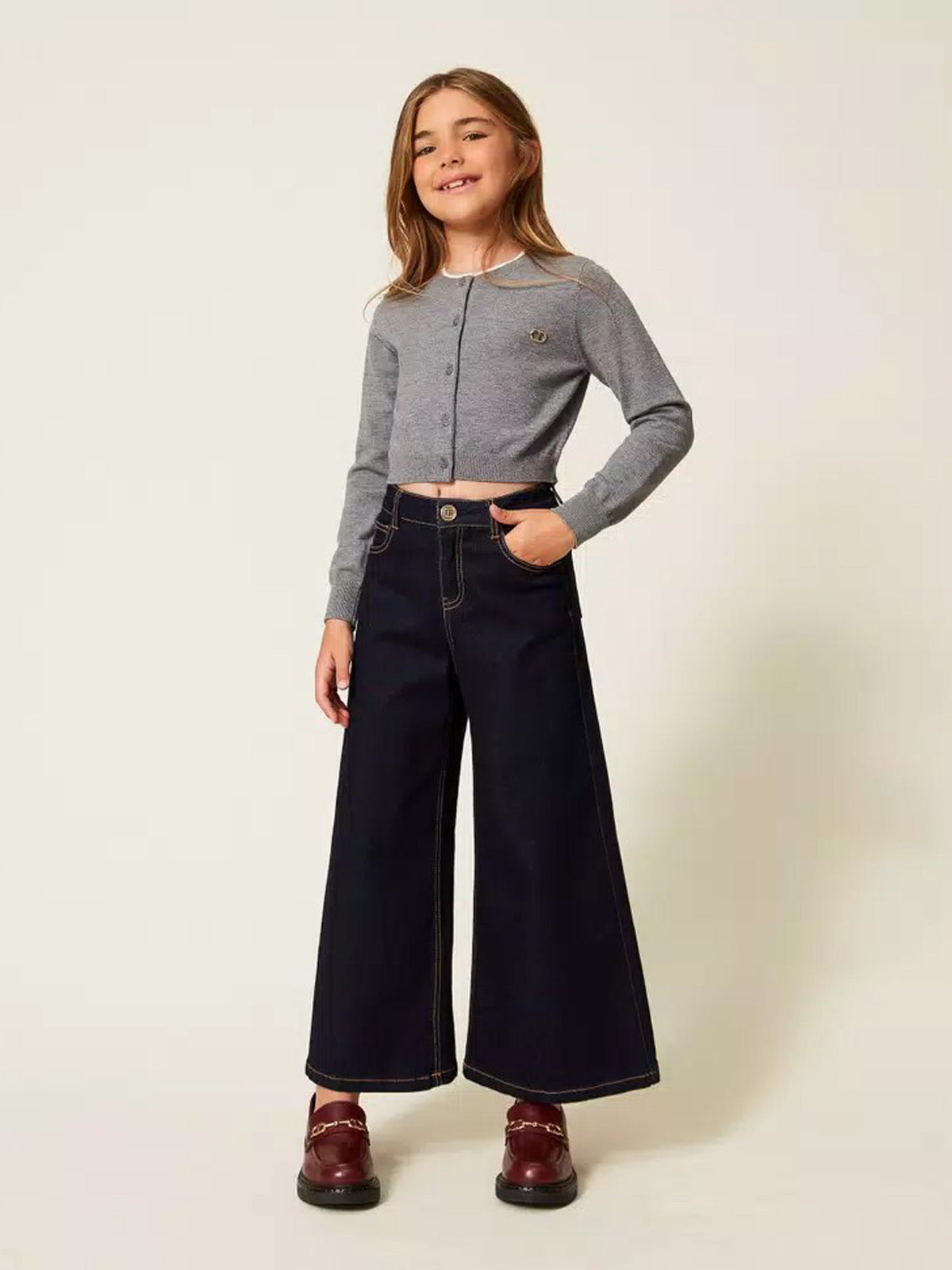 Twinset - Τζιν παντελόνι με φαρδιά μπατζάκια για κορίτσια