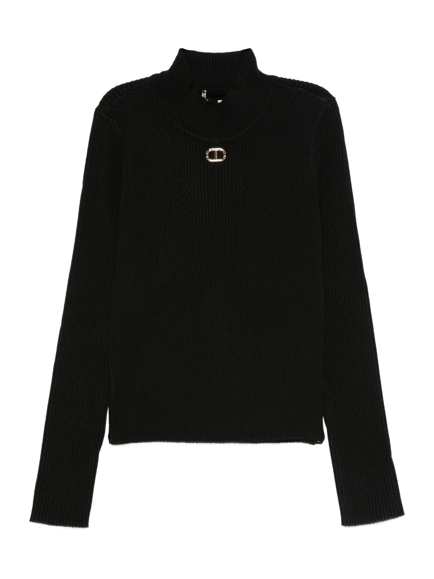 Twinset - Girl's knit turtleneck jumper-Black