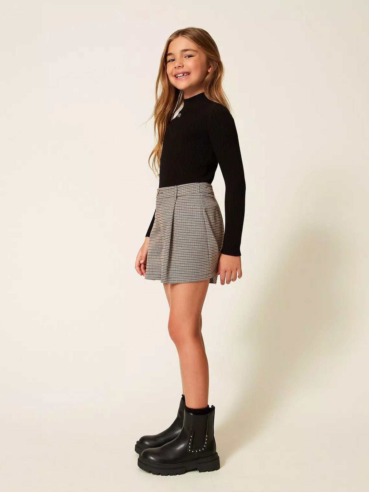 Twinset - Girl's knit turtleneck jumper-Black