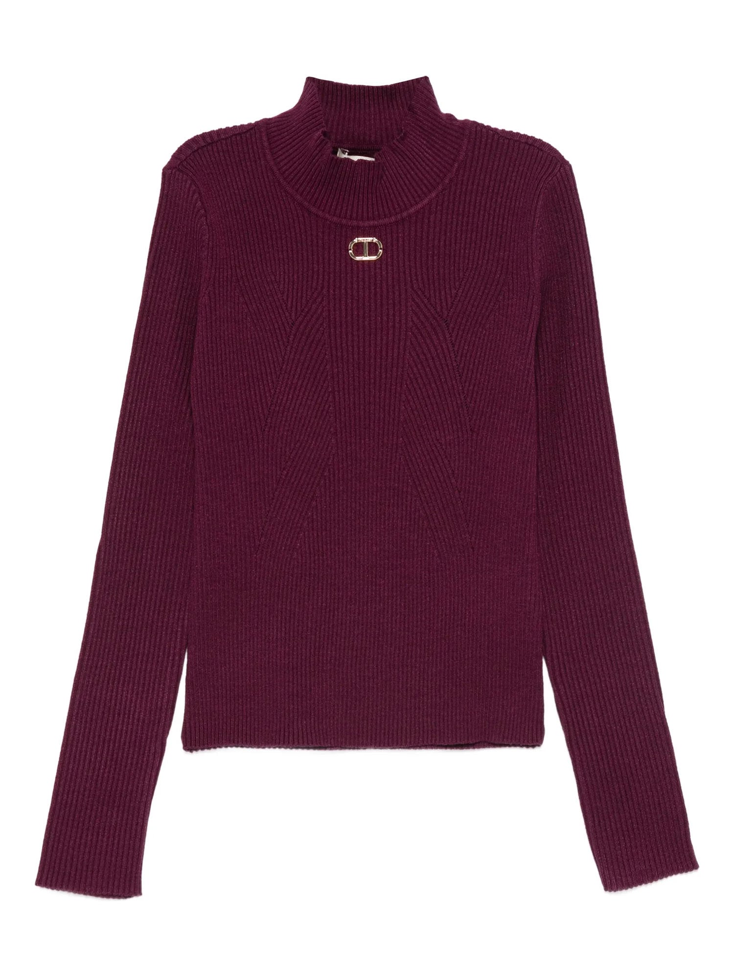 Twinset - Πλεκτό πουλόβερ με ζιβάγκο για κορίτσια - Μπορντό