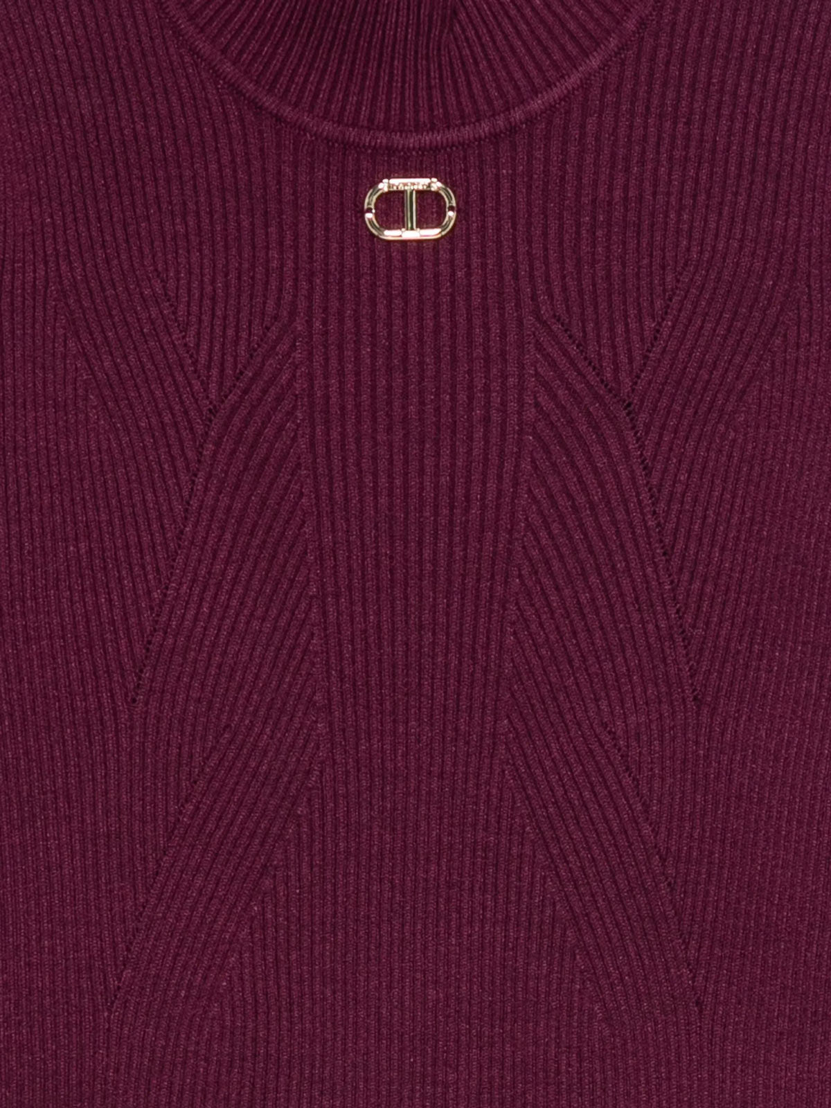 Twinset - Πλεκτό πουλόβερ με ζιβάγκο για κορίτσια - Μπορντό