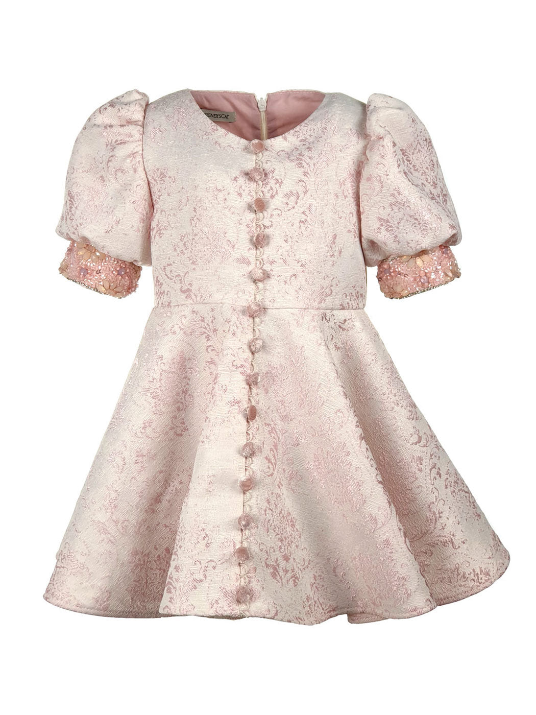 Girl's Brocade Dress Designer's Cat - ABIE pink