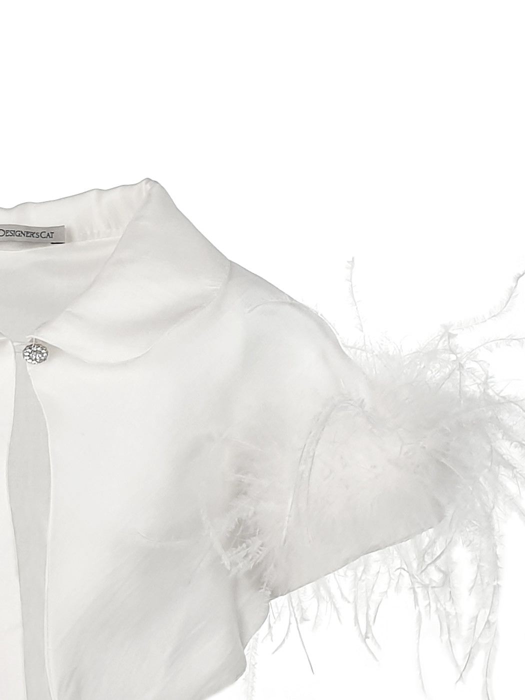 Baby's silk Bolero with feathers - ALBINA white