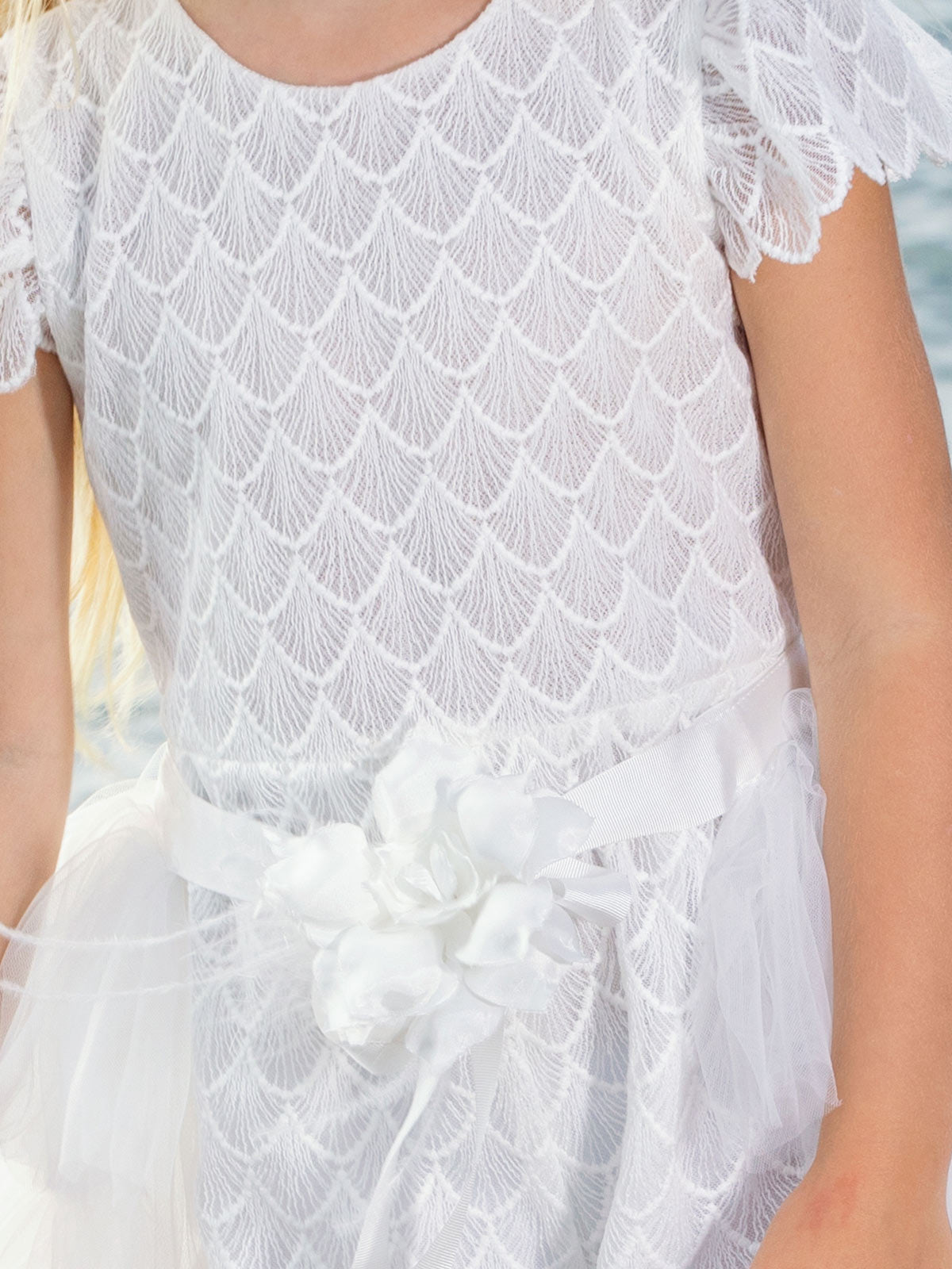 Girl's Lace dress with a detachable tail-AMALIA