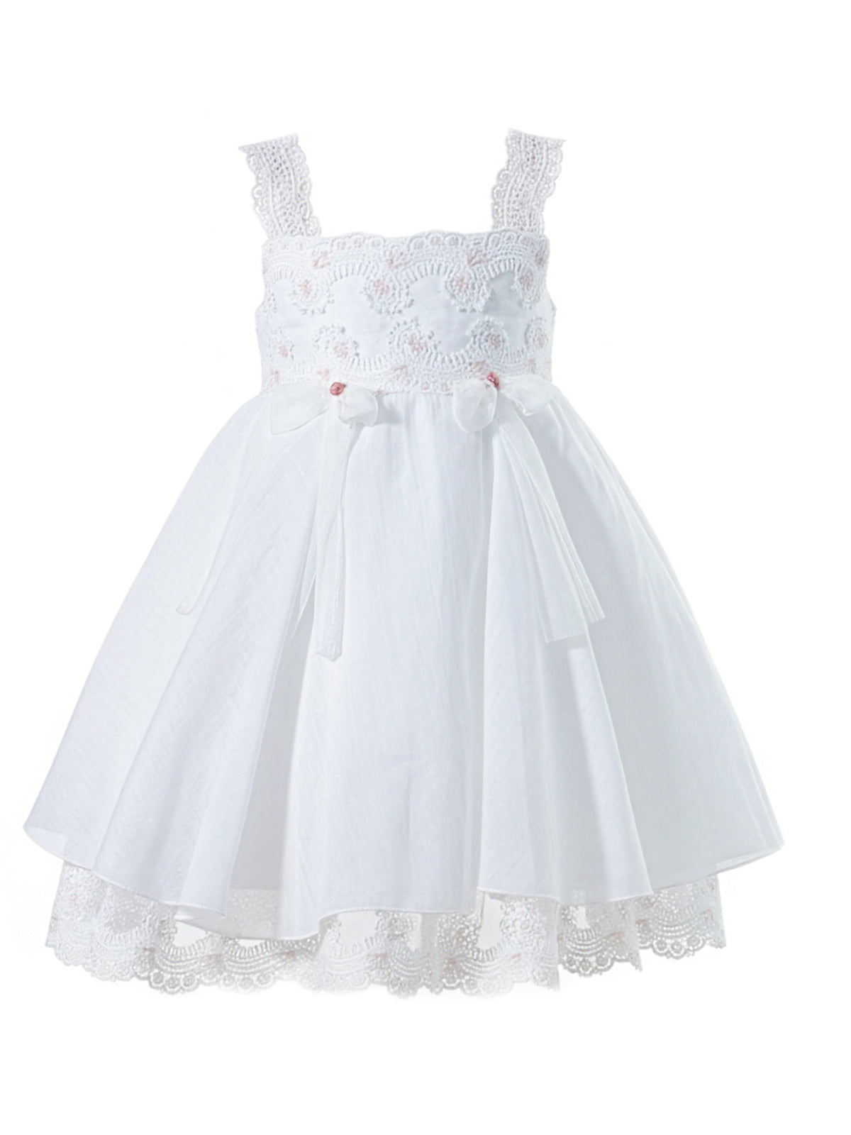 Αμάνικο φόρεμα βάπτισης με κεντημένη δαντέλα-AMATA