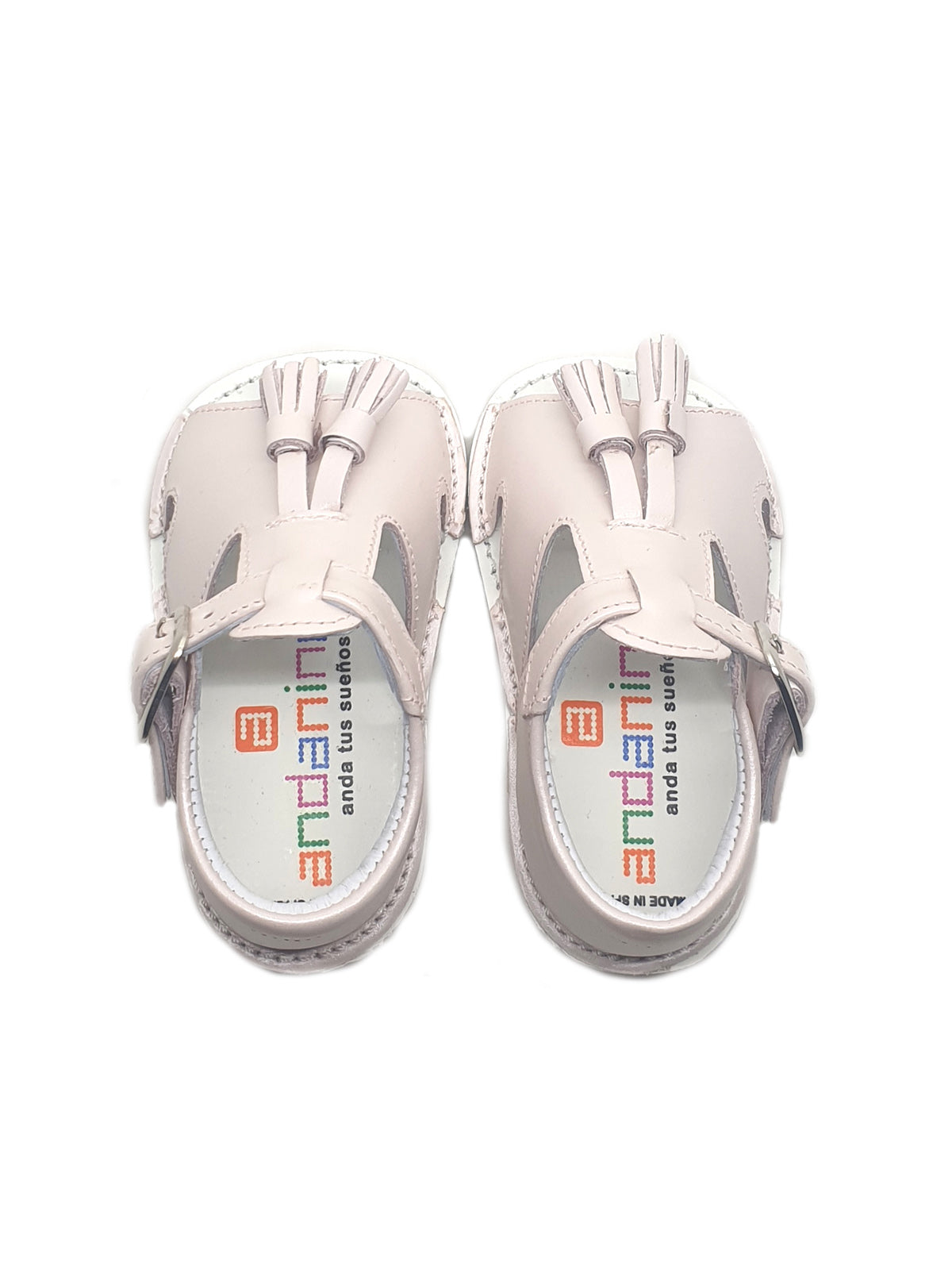 Baby's leather sandals with tassel trims