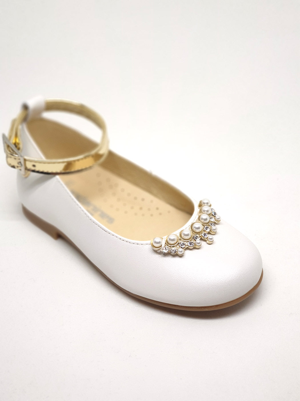 Kid's Ballerina Leather shoe with pearls