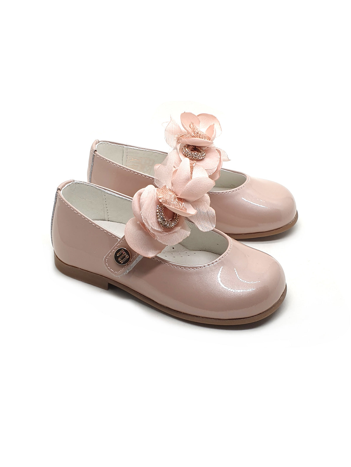 Leather ballerina shoes with floral-appliqué
