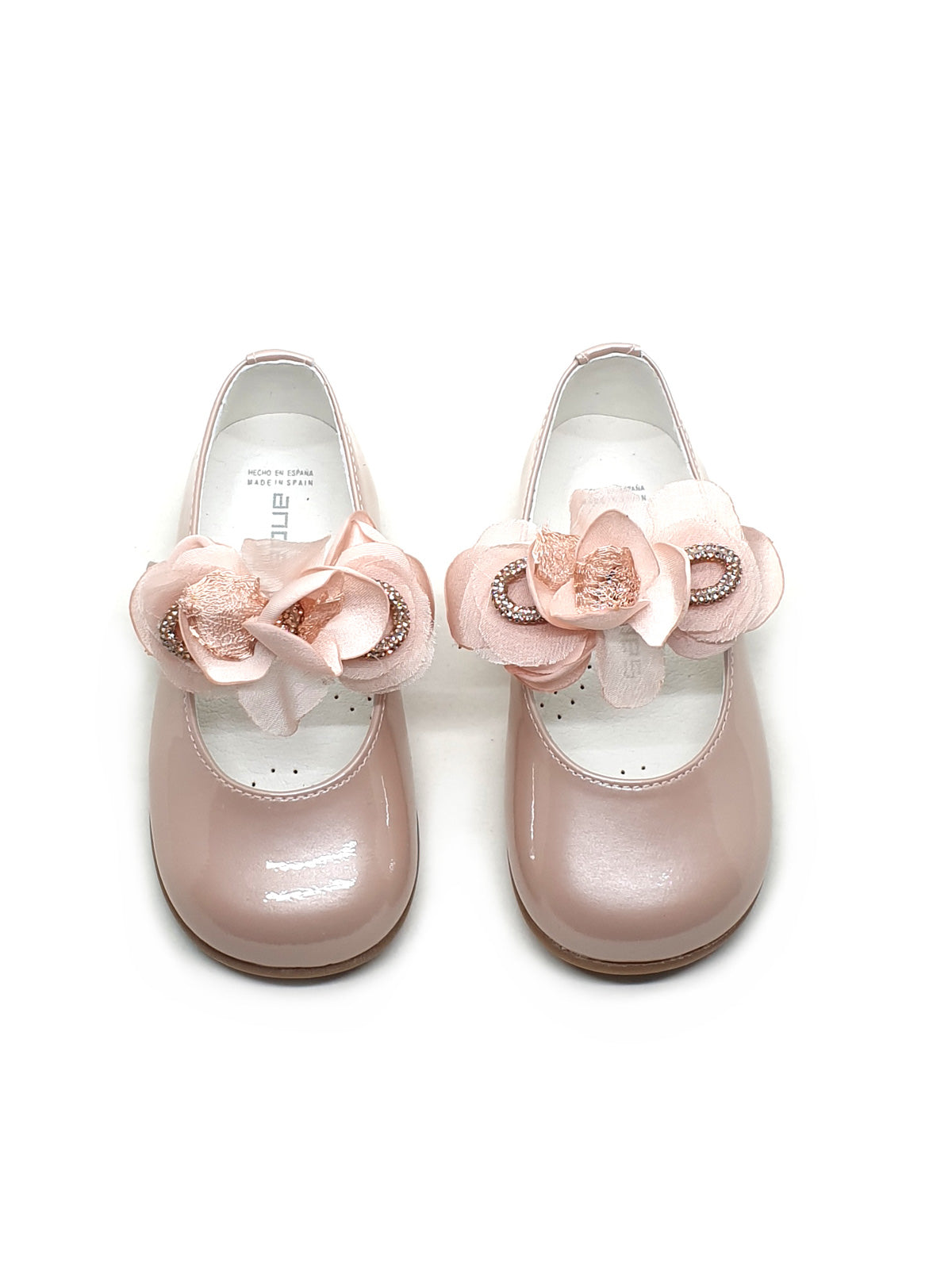 Leather ballerina shoes with floral-appliqué