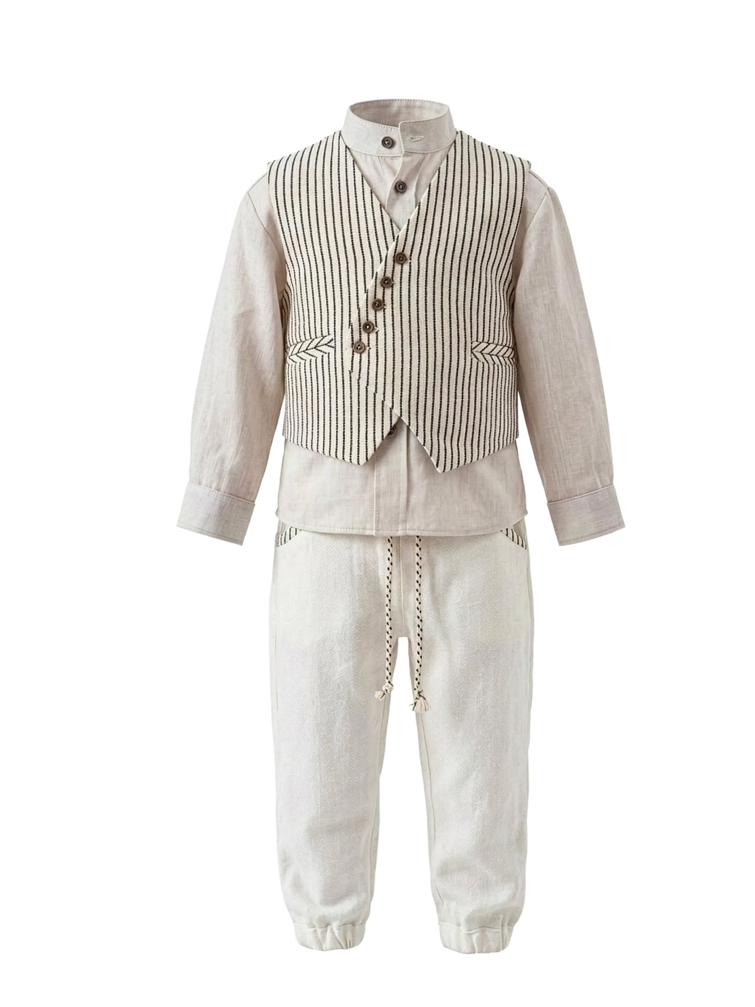 Linen outfit with fashionable striped vest - ASTERIS