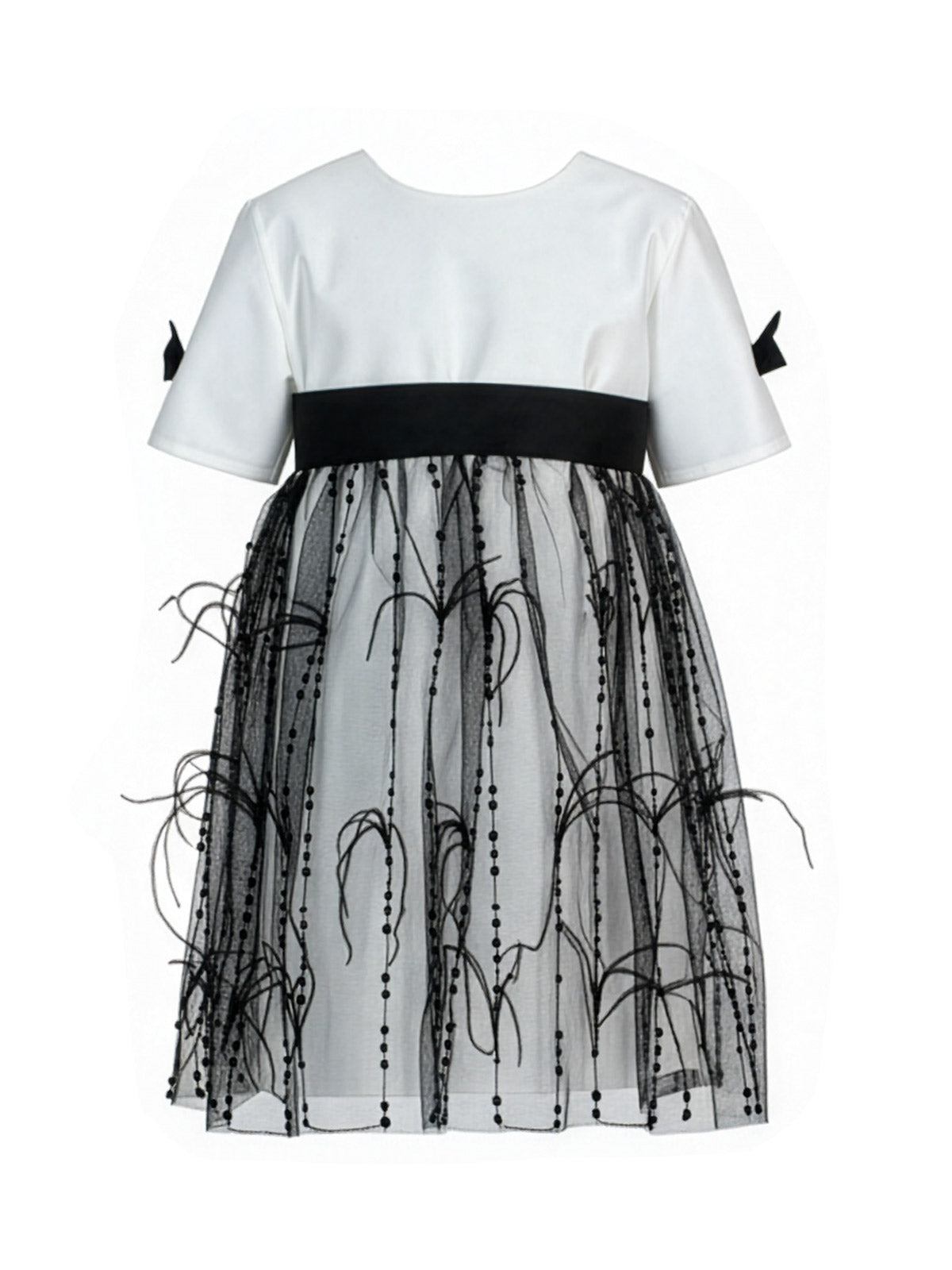 Girl's silk dress with feathers - AURELIA