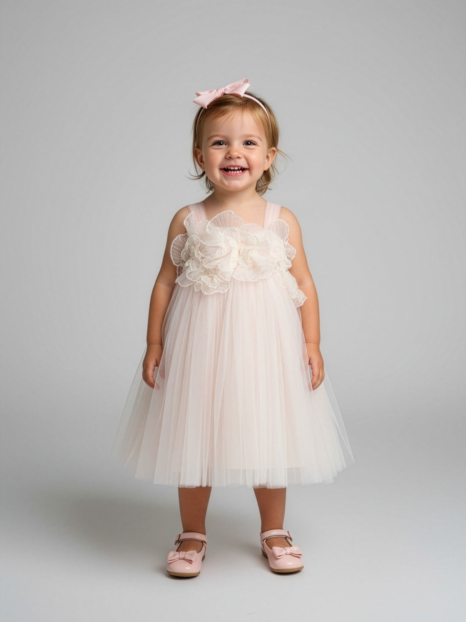 Βαπτιστικό Τούλινι φόρεμα με λουλούδια-AXIA