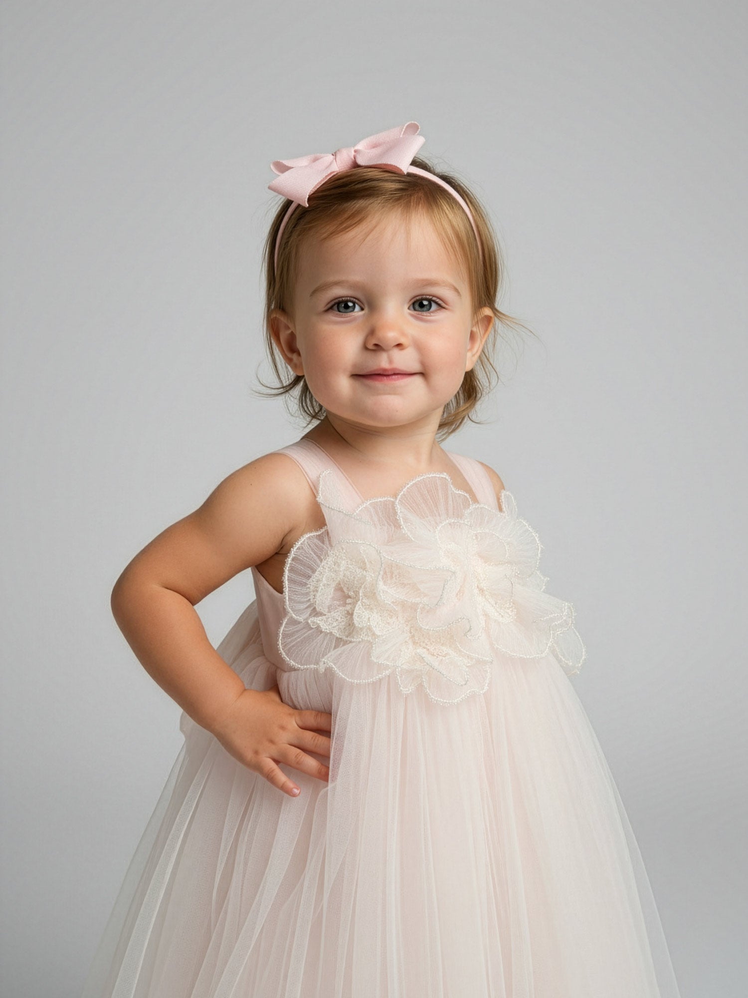 Βαπτιστικό Τούλινι φόρεμα με λουλούδια-AXIA