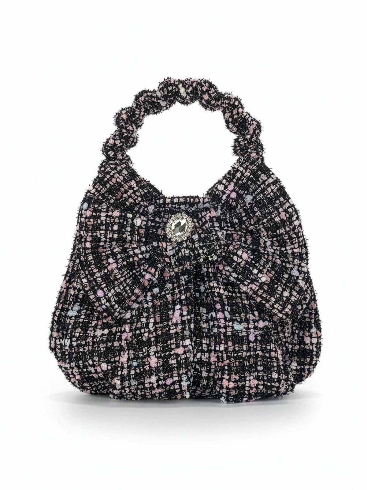 Stone accessory-embellished tweed mini bag-01445000013