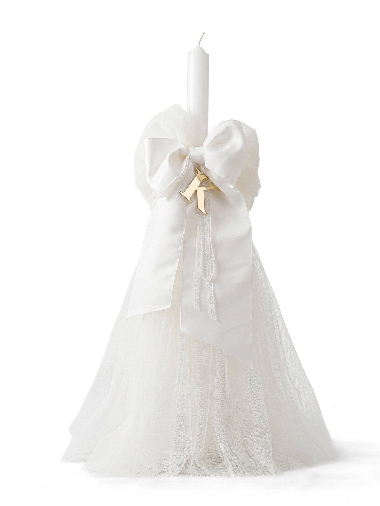 Christening candle with silk bow - LATONA