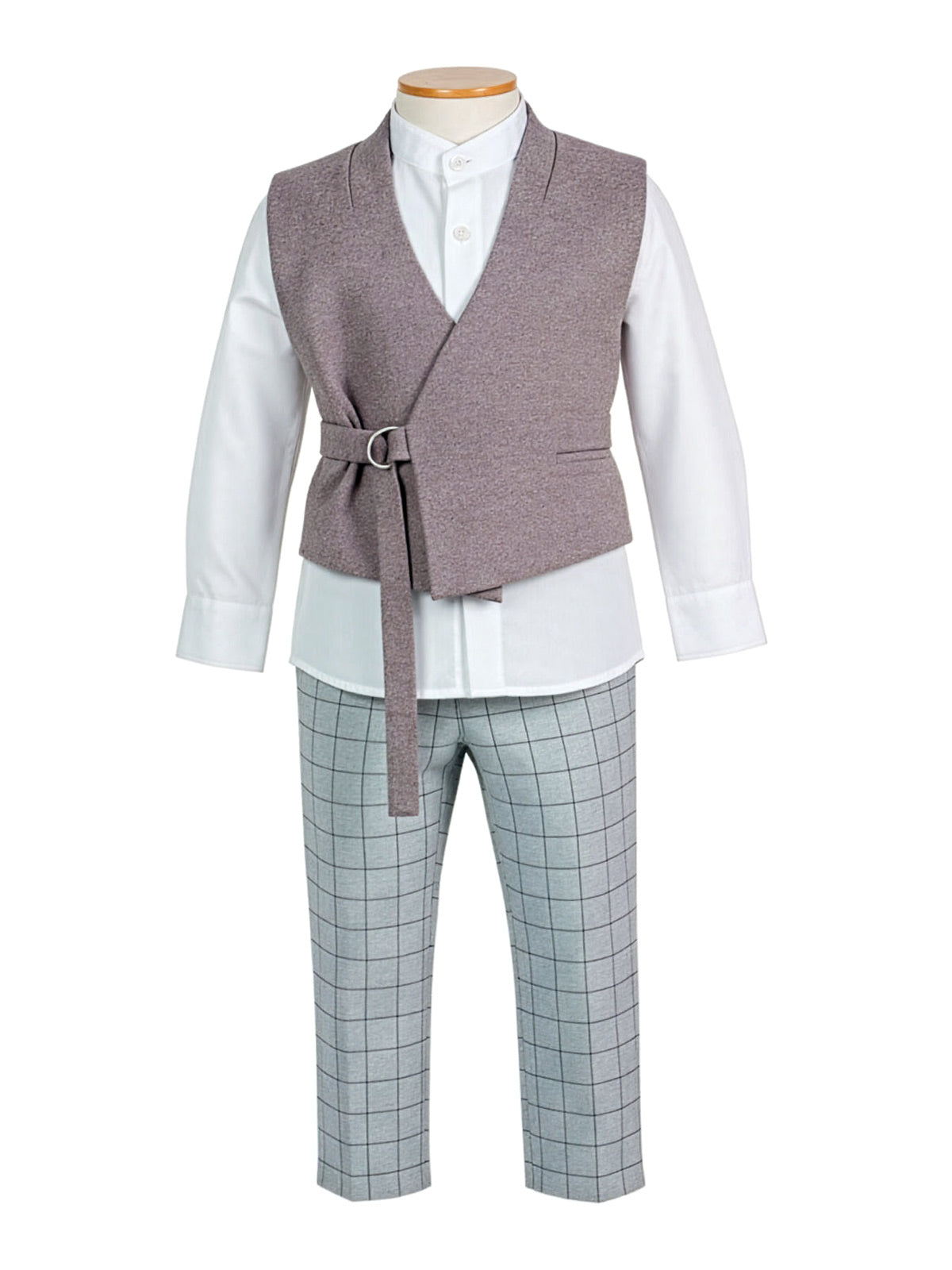 Checkered cotton suit for boys Set of 5 pieces - BERT