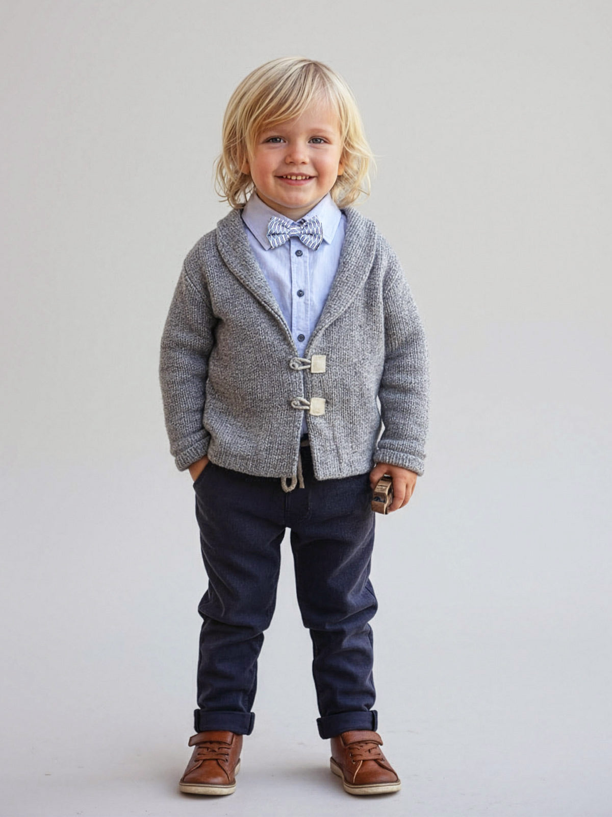Boy's suit with wool knitted cardigan set 5 pieces-ENZO