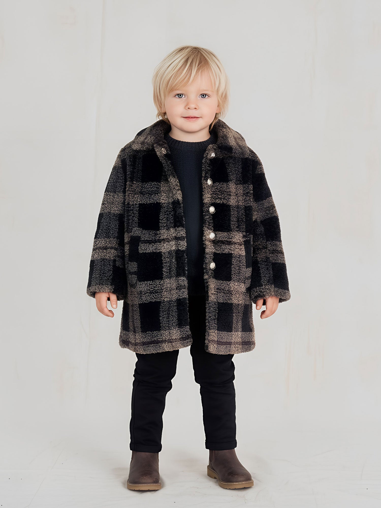Boy's coat with checkered pattern - BRAXTON