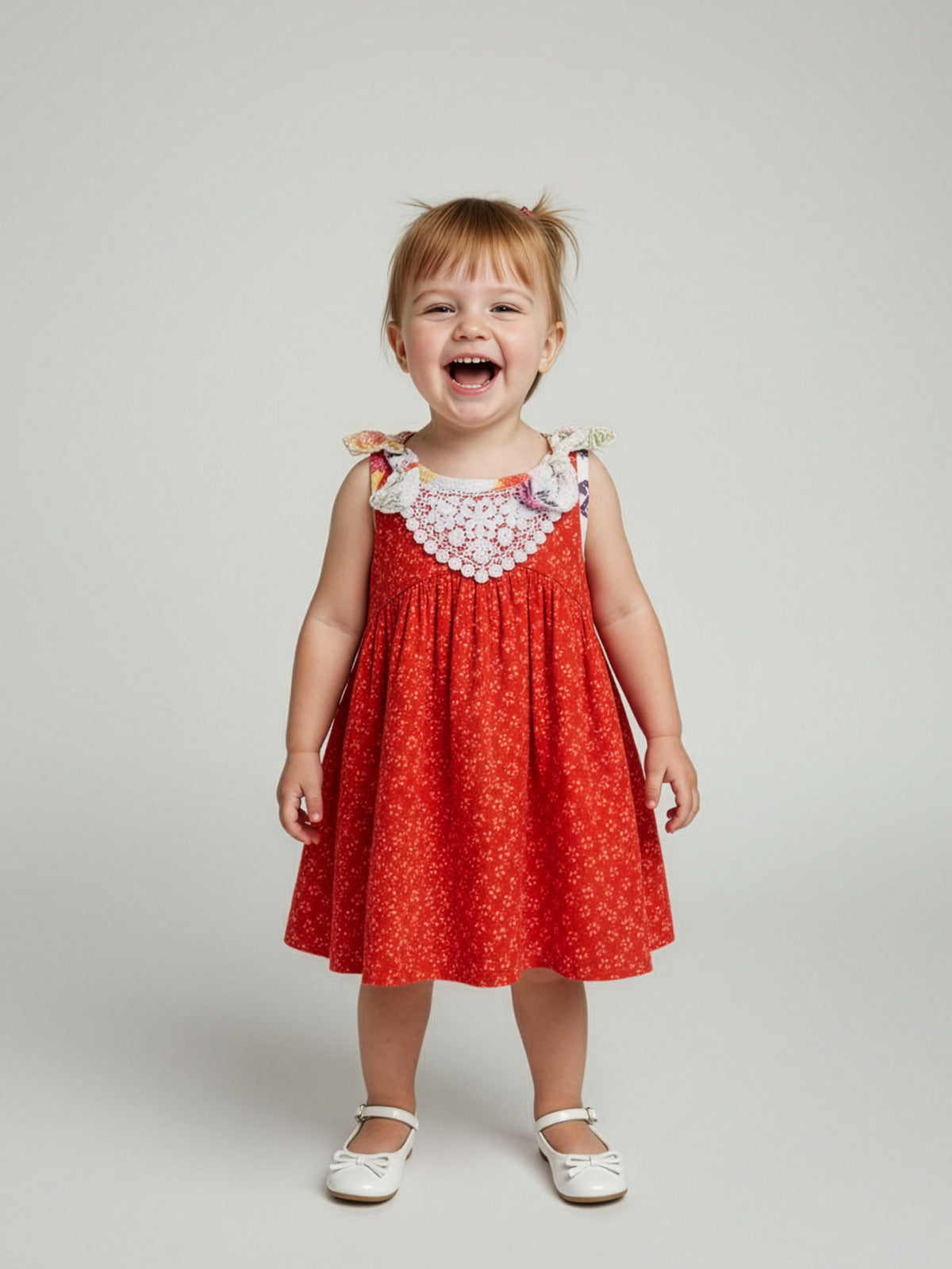 Catimini Βρεφικό φόρεμα με τύπωμα και δαντέλα