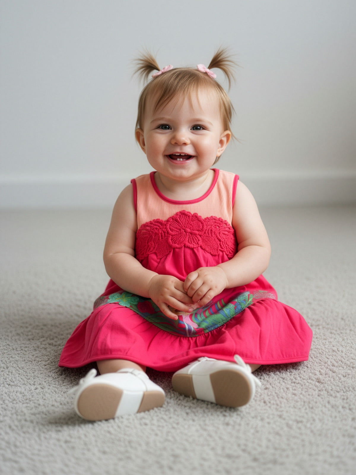 Catimini Baby printed dress with lace-CD31073