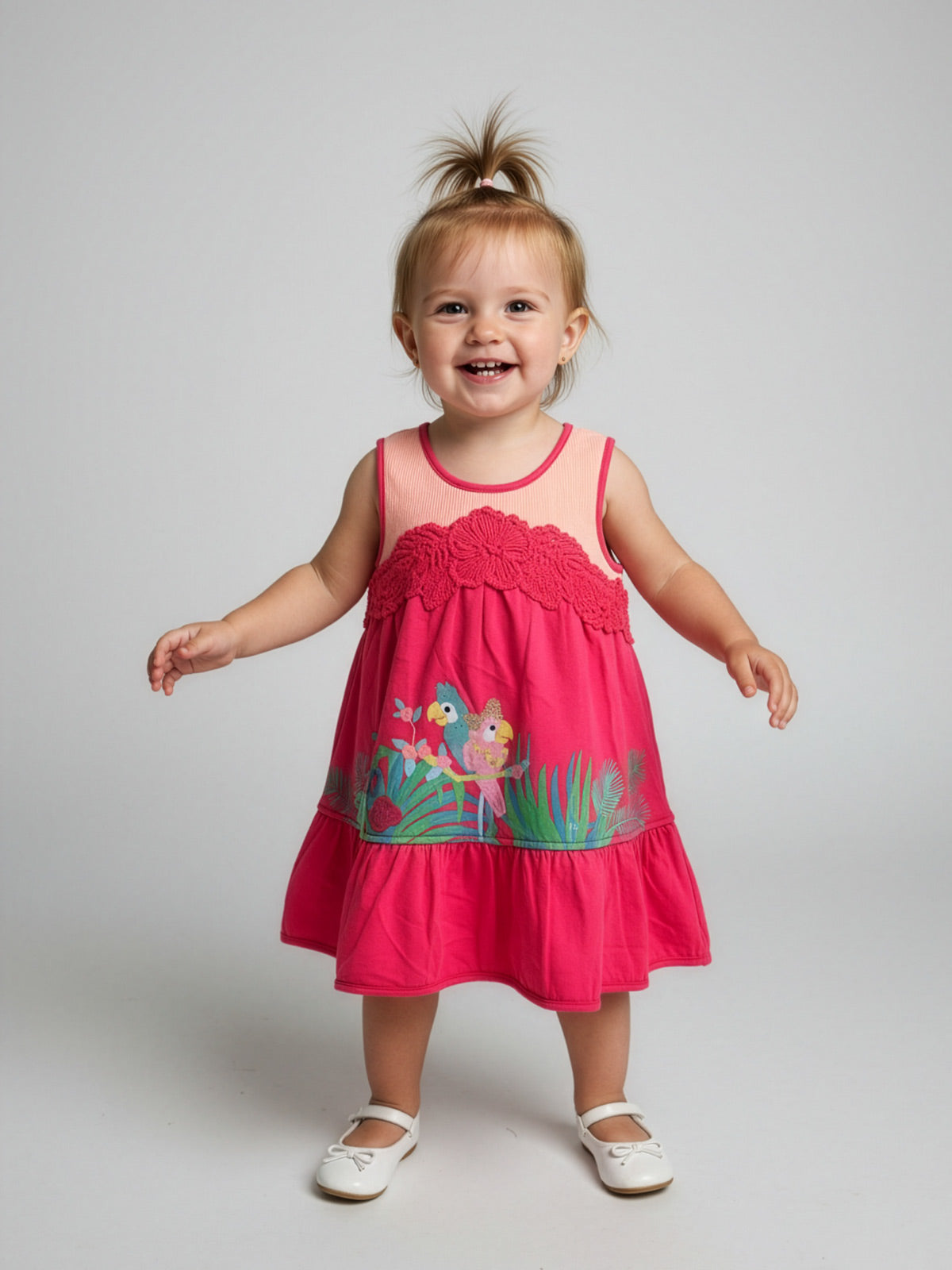 Catimini Baby printed dress with lace-CD31073