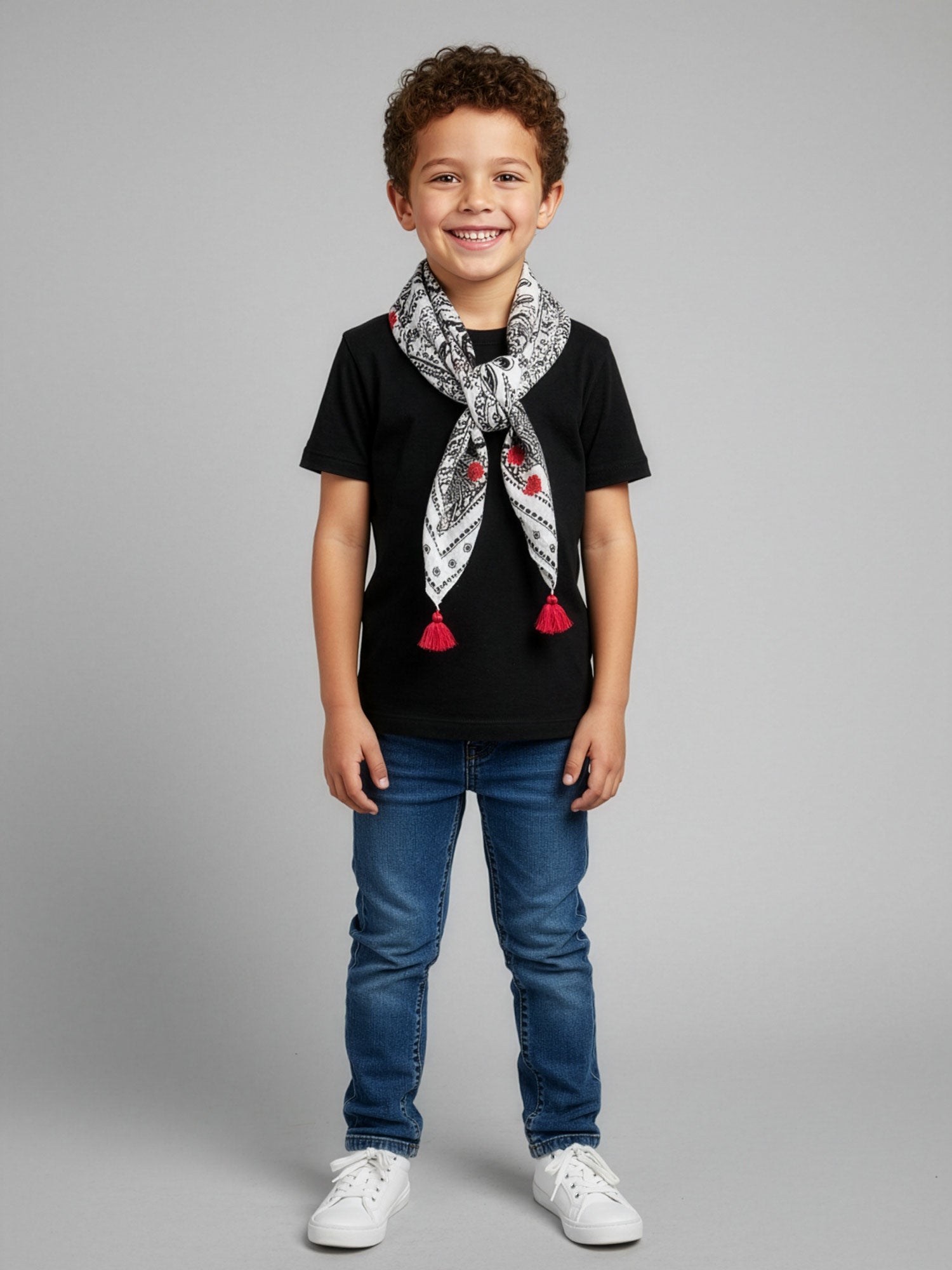 Catimini - Παιδικό τυπωμένο φουλάρι με φούντες