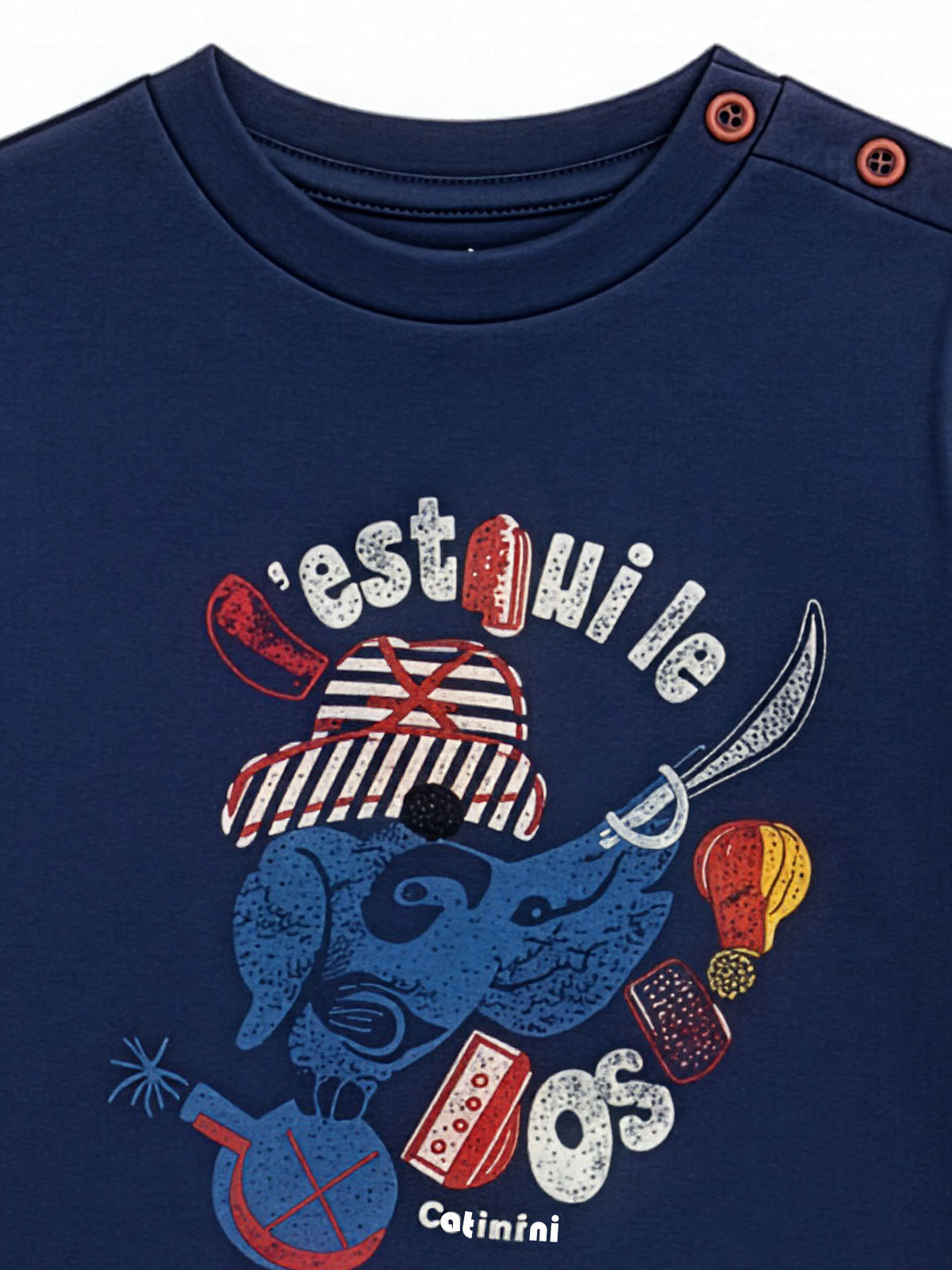 Catimini Βαμβακερό βρεφικό μπλουζάκι με τύπωμα-C310002