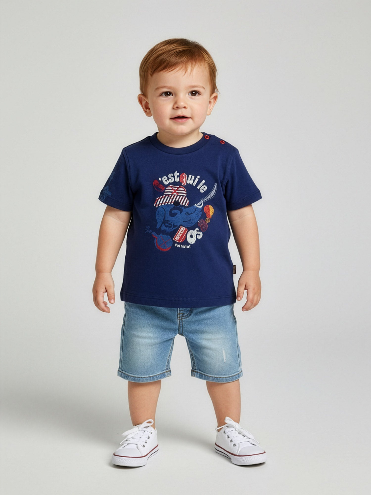 Catimini Βαμβακερό βρεφικό μπλουζάκι με τύπωμα-C310002