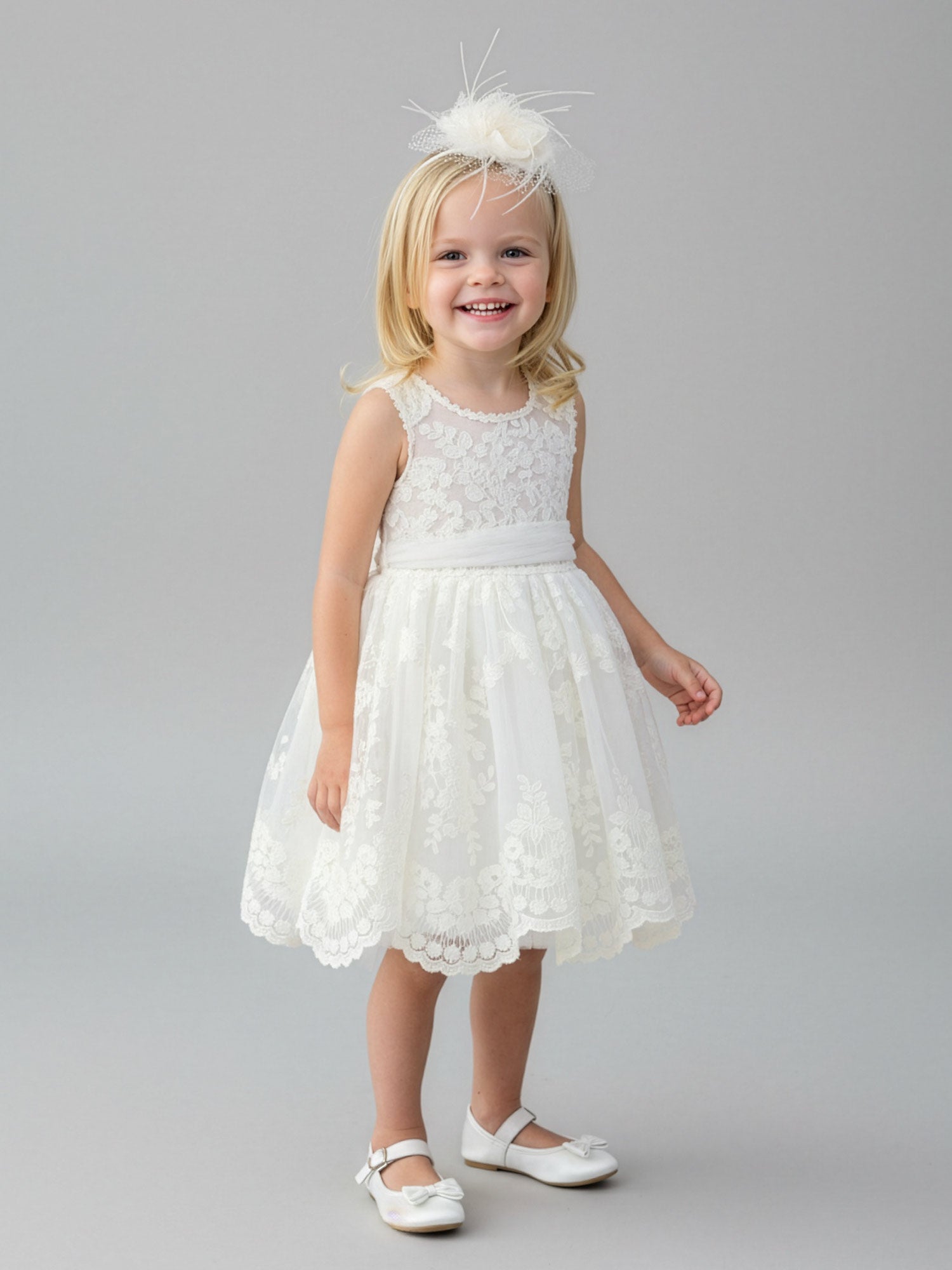 Βαπτιστικό δαντελένιο αμάνικο φόρεμα-CAYLA