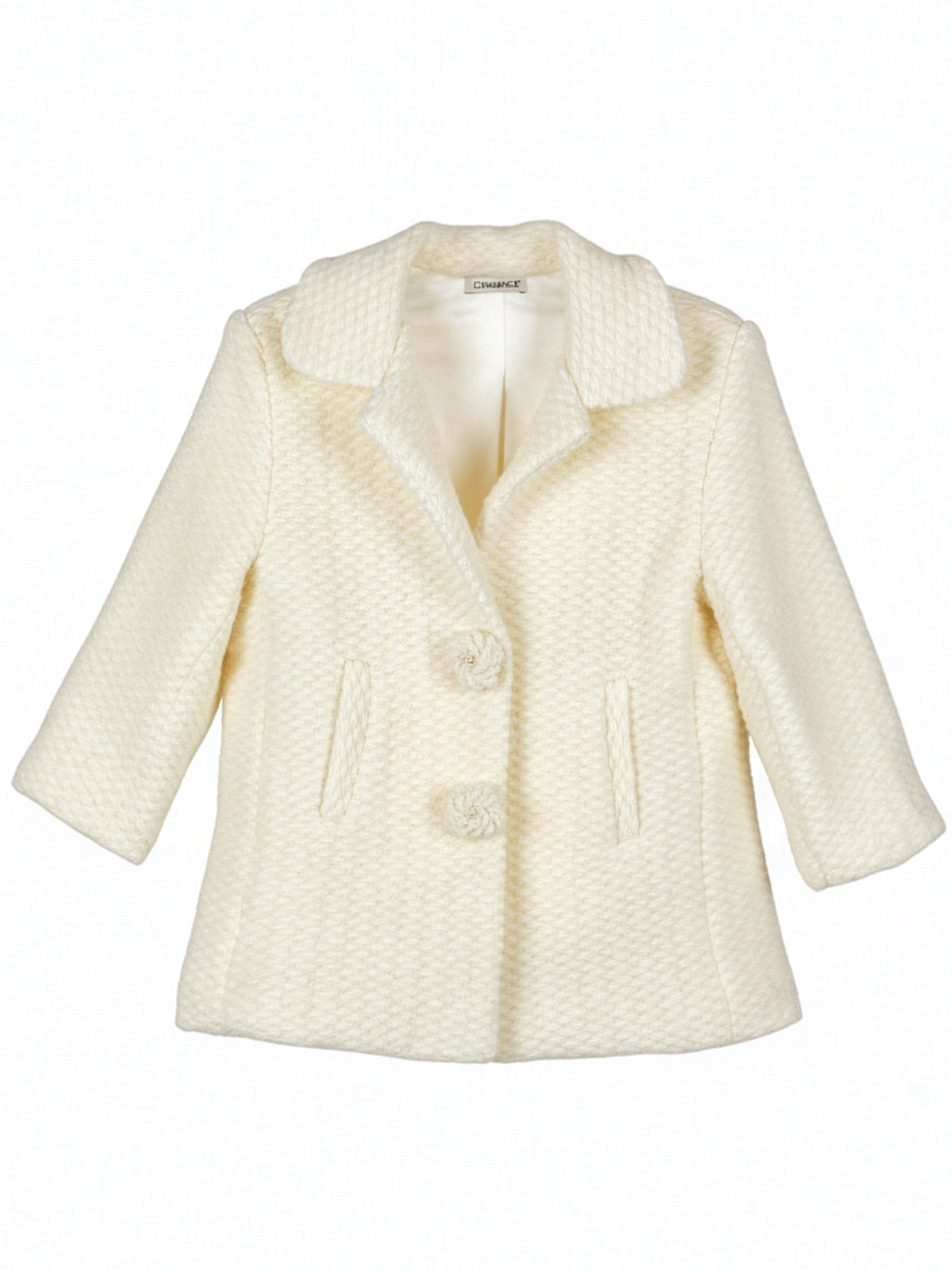Wool bouclé coat for little girls - ZANA CREAM