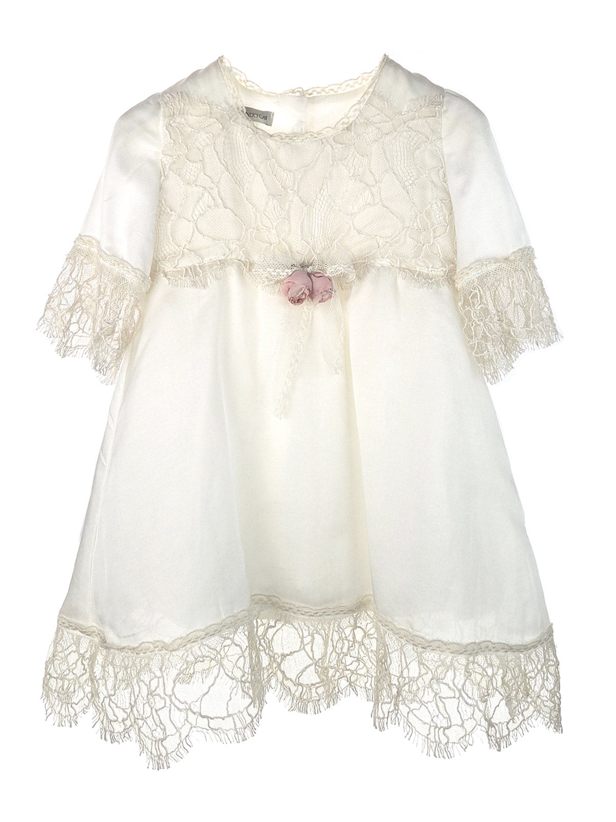 Girl's silk dress with lace - ELORA